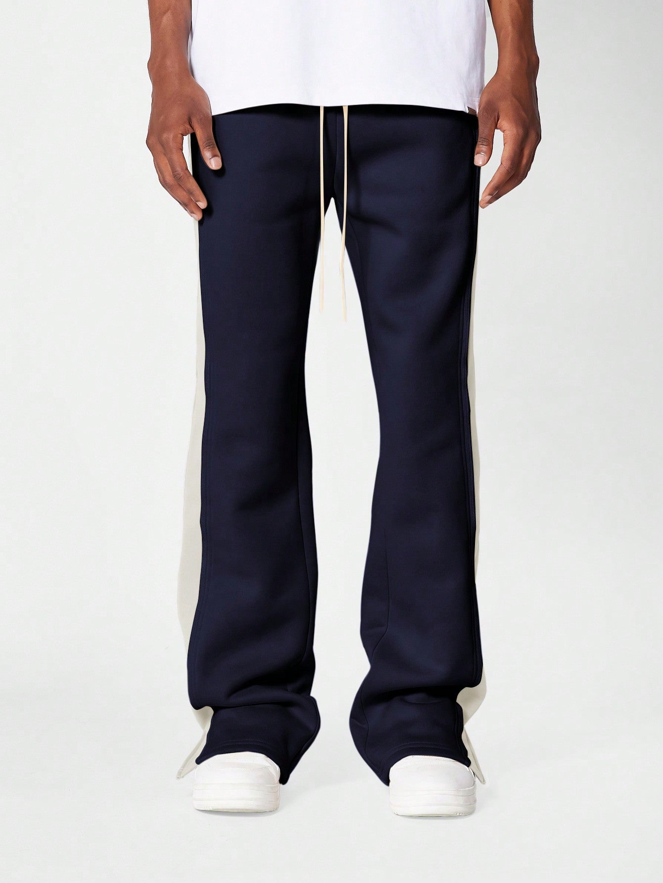 Flare Fit Split Hem Jogger With Contrast Panel