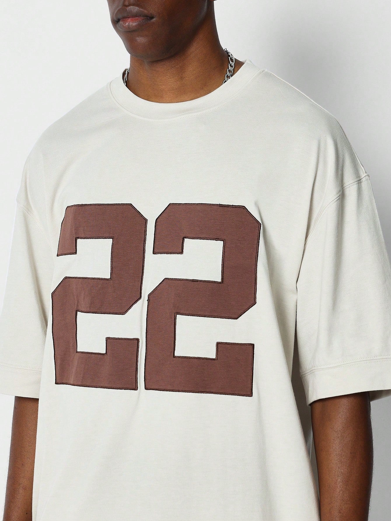 Oversized Fit Tee With Number Graphic Print