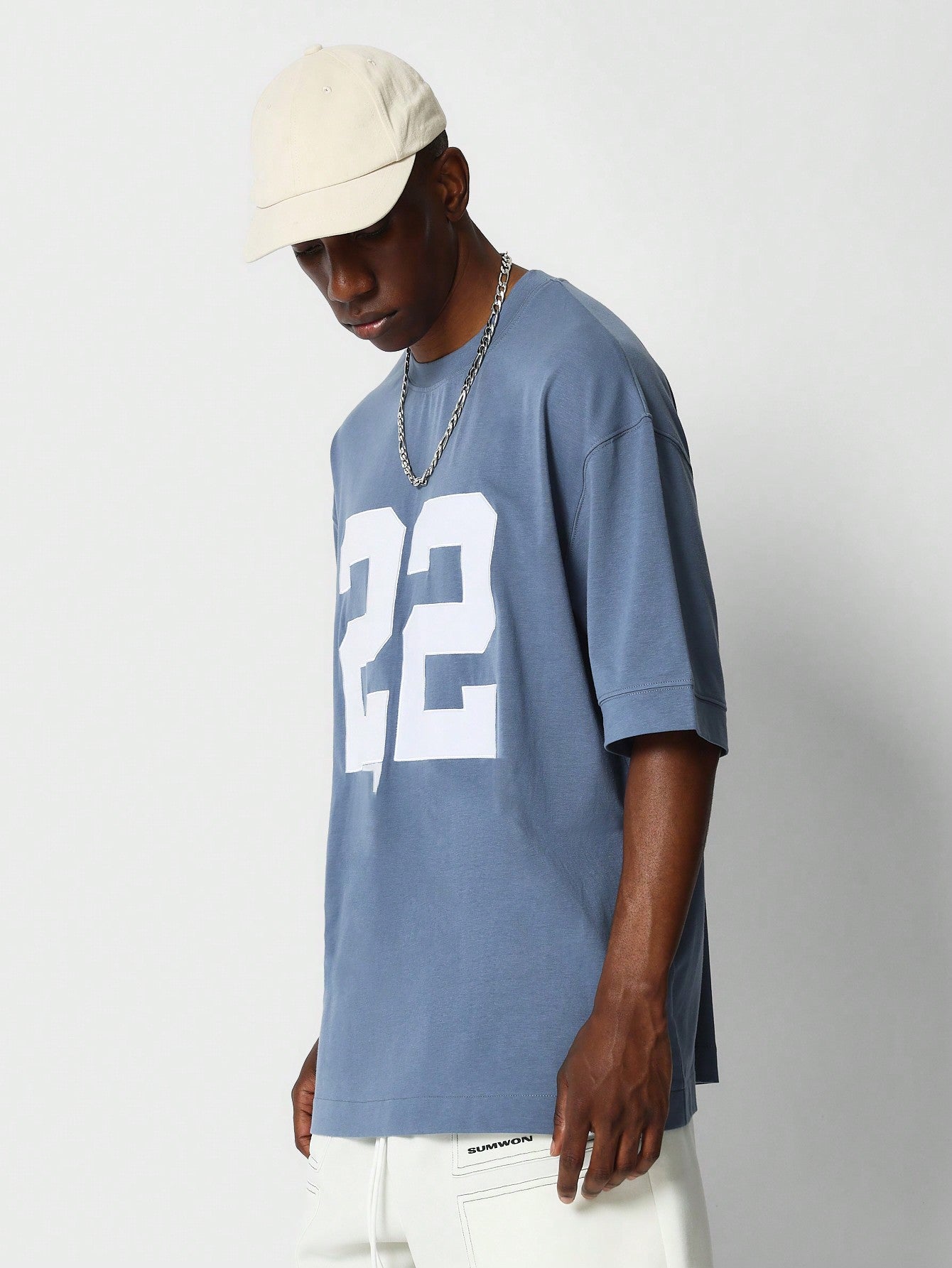 Oversized Fit Tee With Number Graphic Print