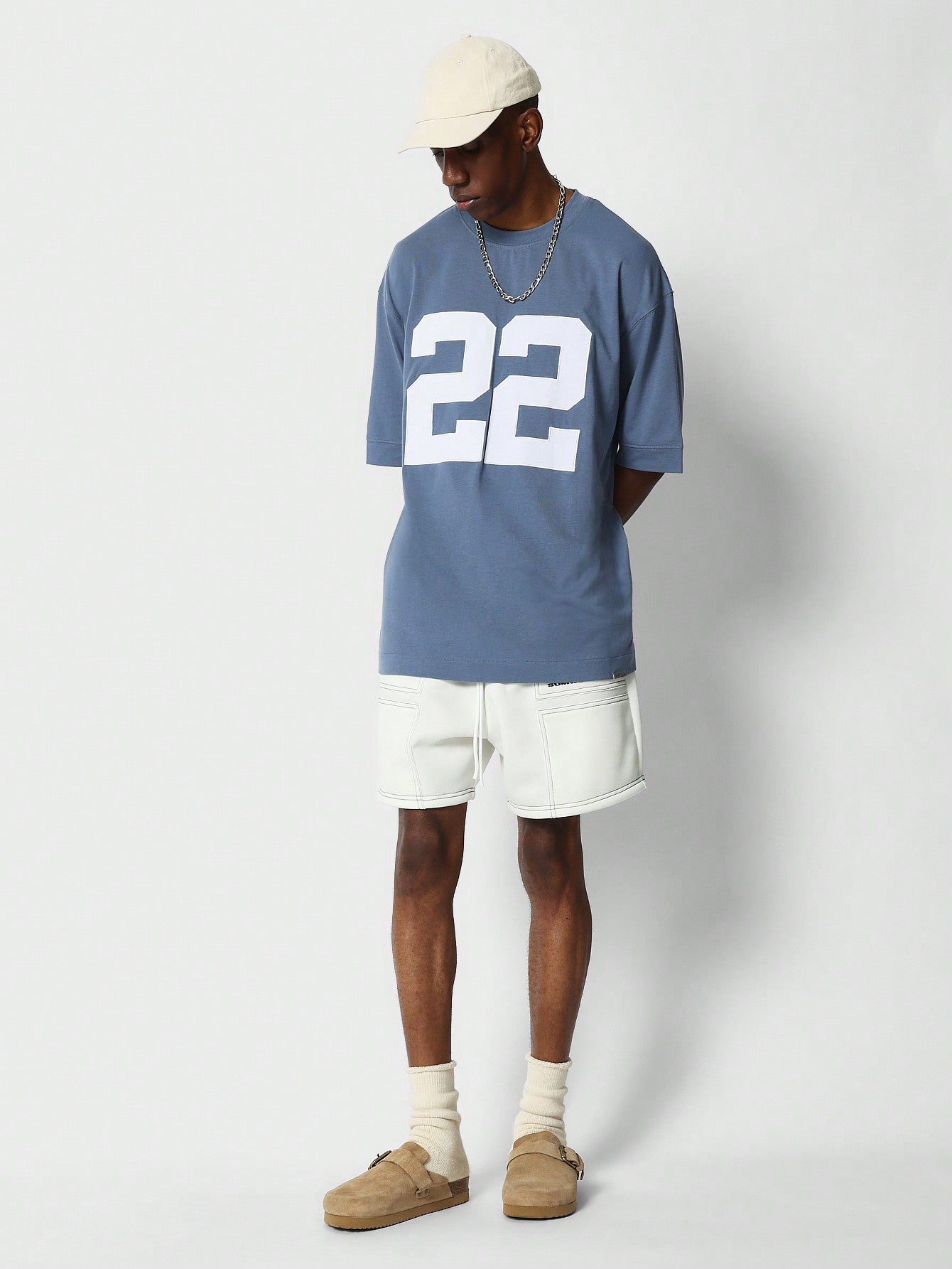 Oversized Fit Tee With Number Graphic Print