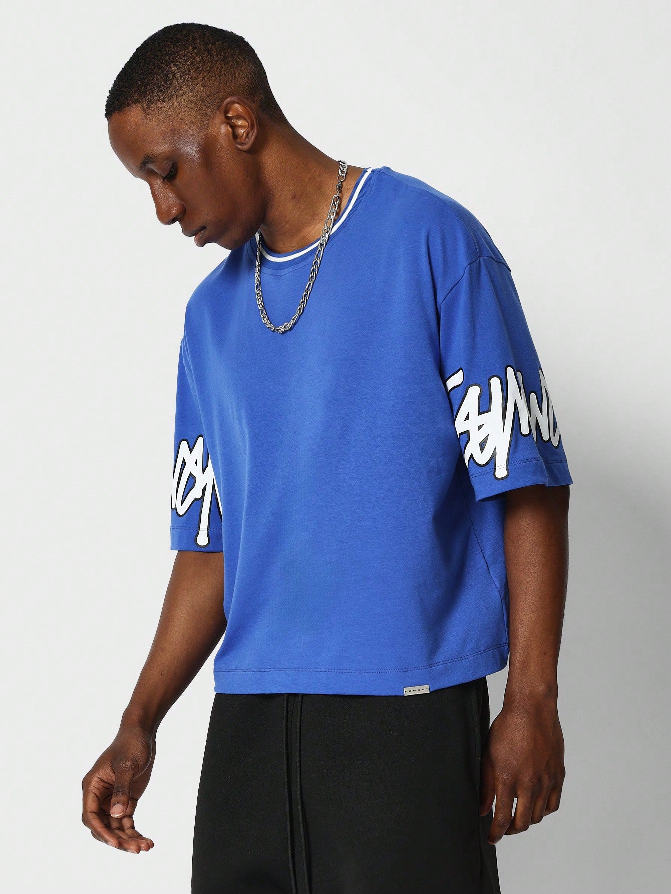 Crop Fit Tee With Graffiti Graphic Print