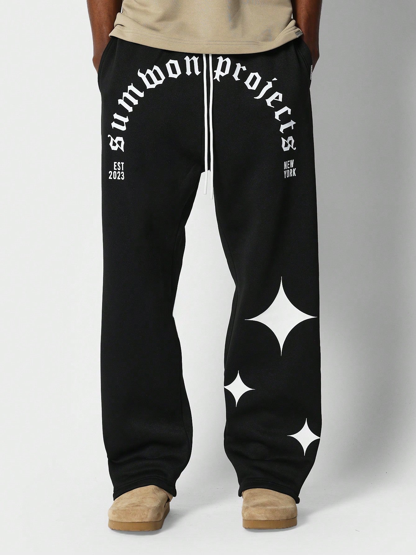 Drop Crotch Jogger With Diamond Graphic Print