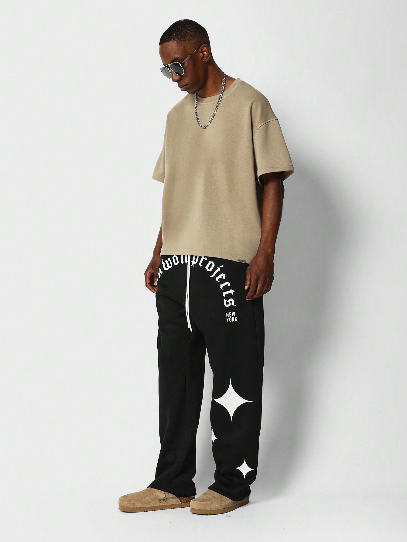 Drop Crotch Jogger With Diamond Graphic Print