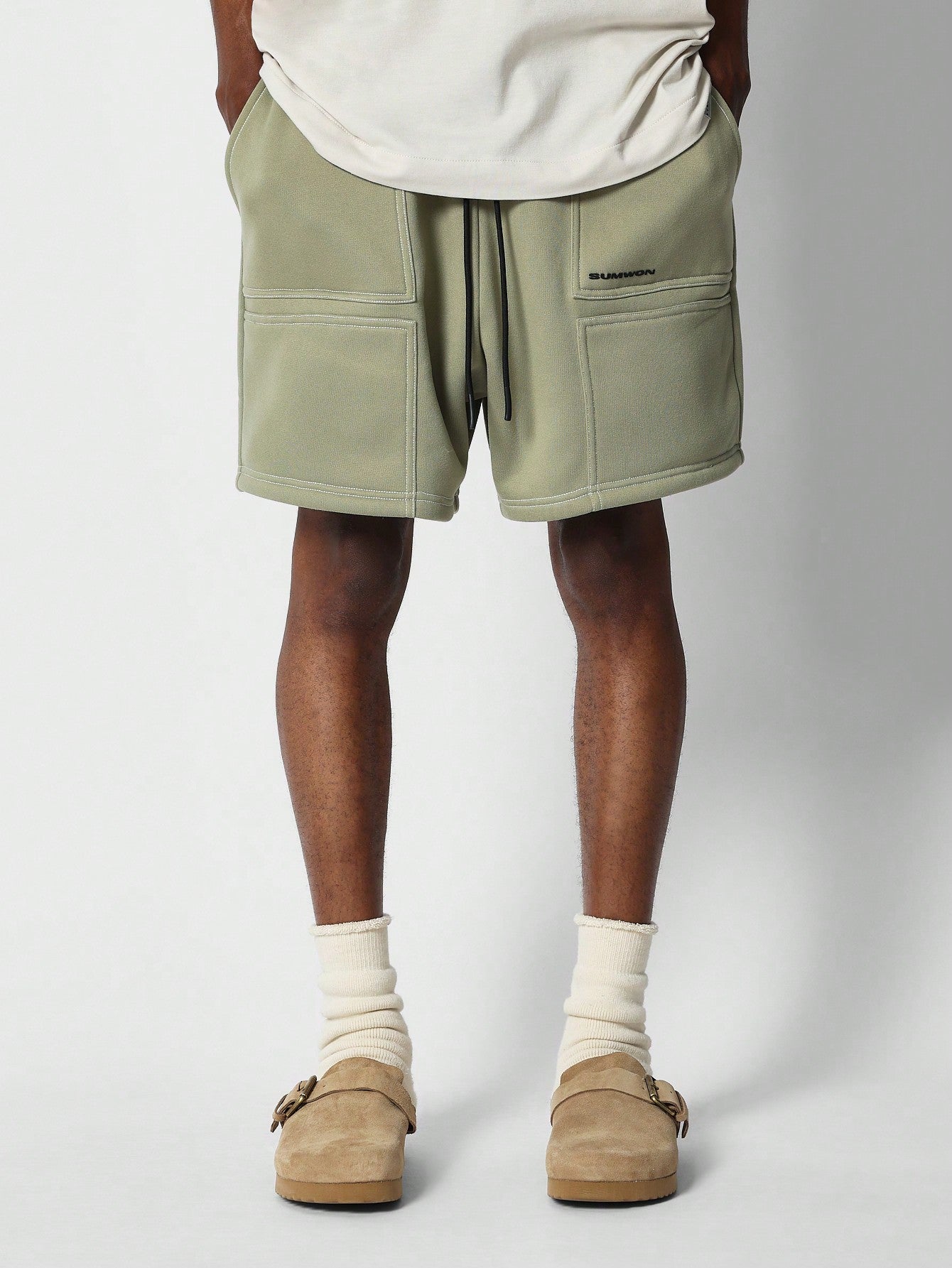 Drop Crotch Short With Contrast Stitch