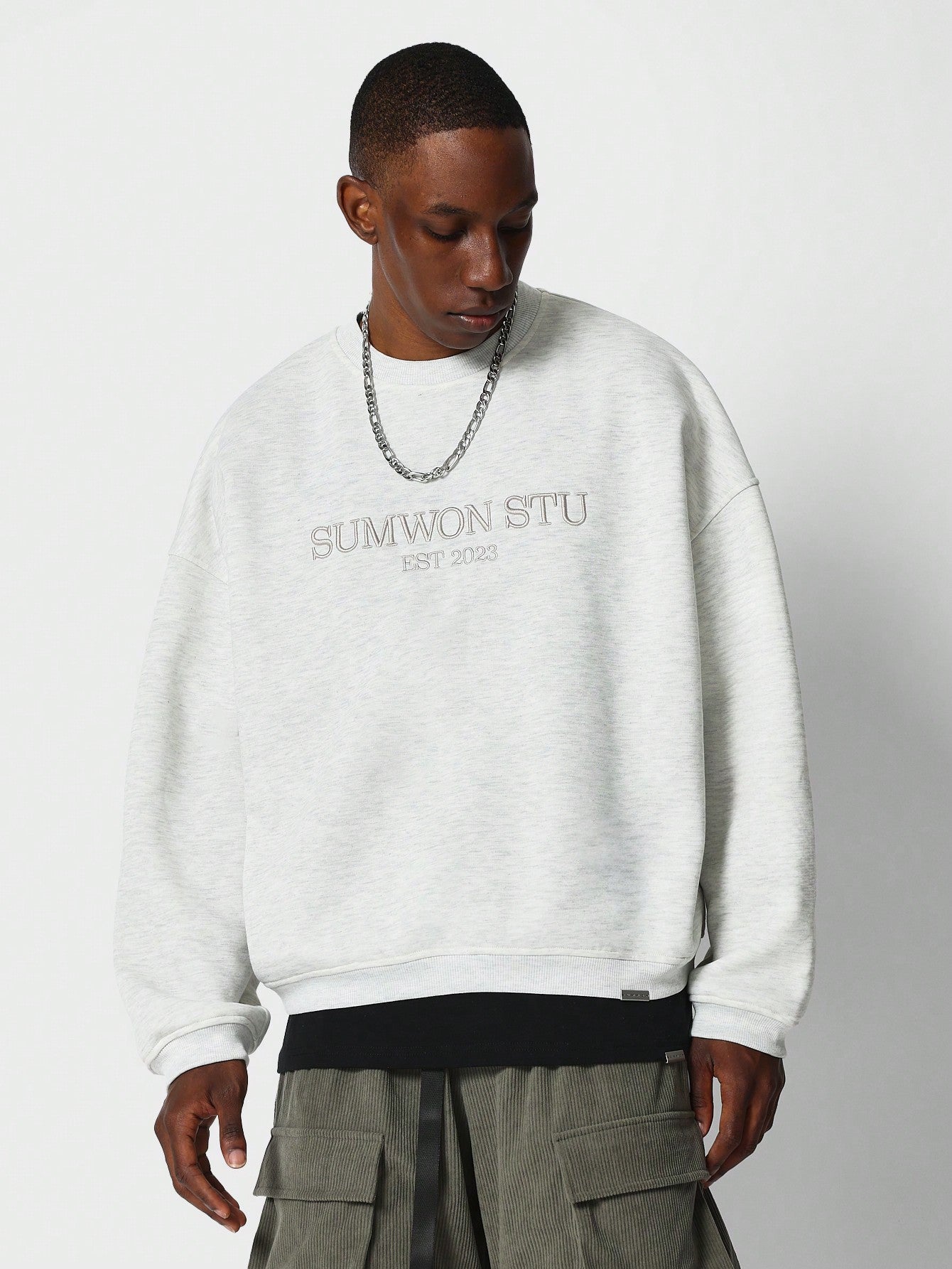 Oversized Fit Sweatshirt With Front Embroidery