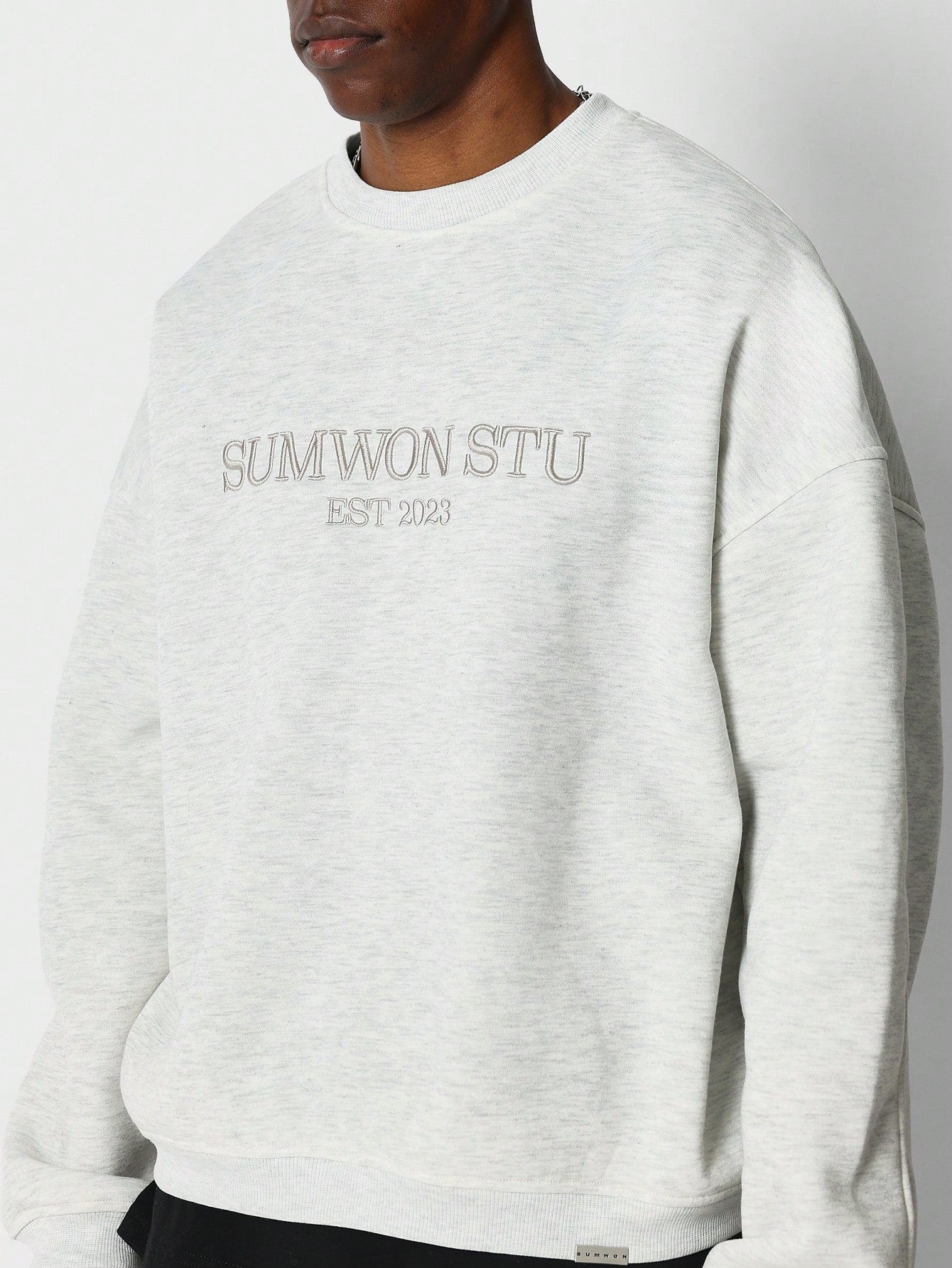 Oversized Fit Crew Neck Embroidered Sweatshirt