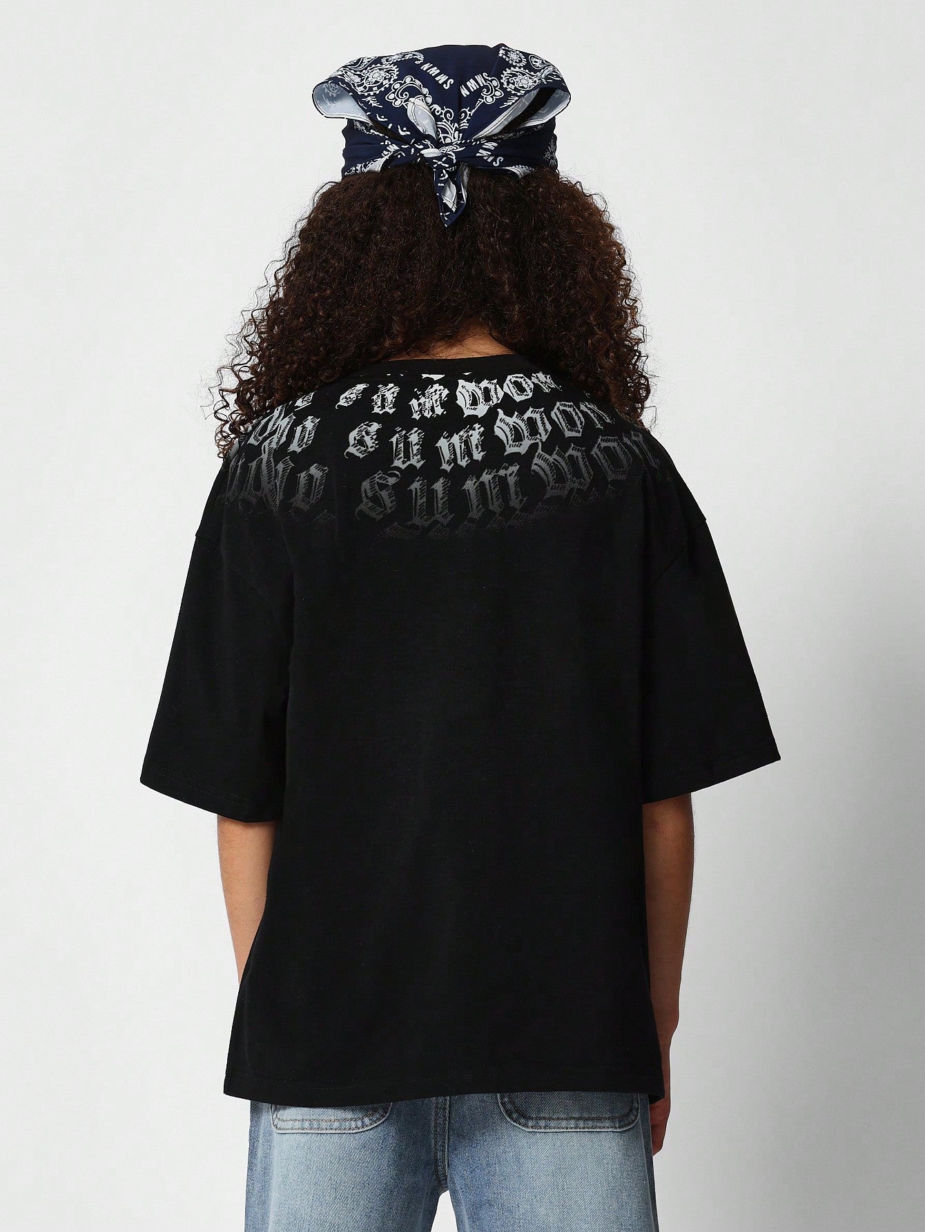 Kids Unisex Oversized Fit Tee With Collar Print