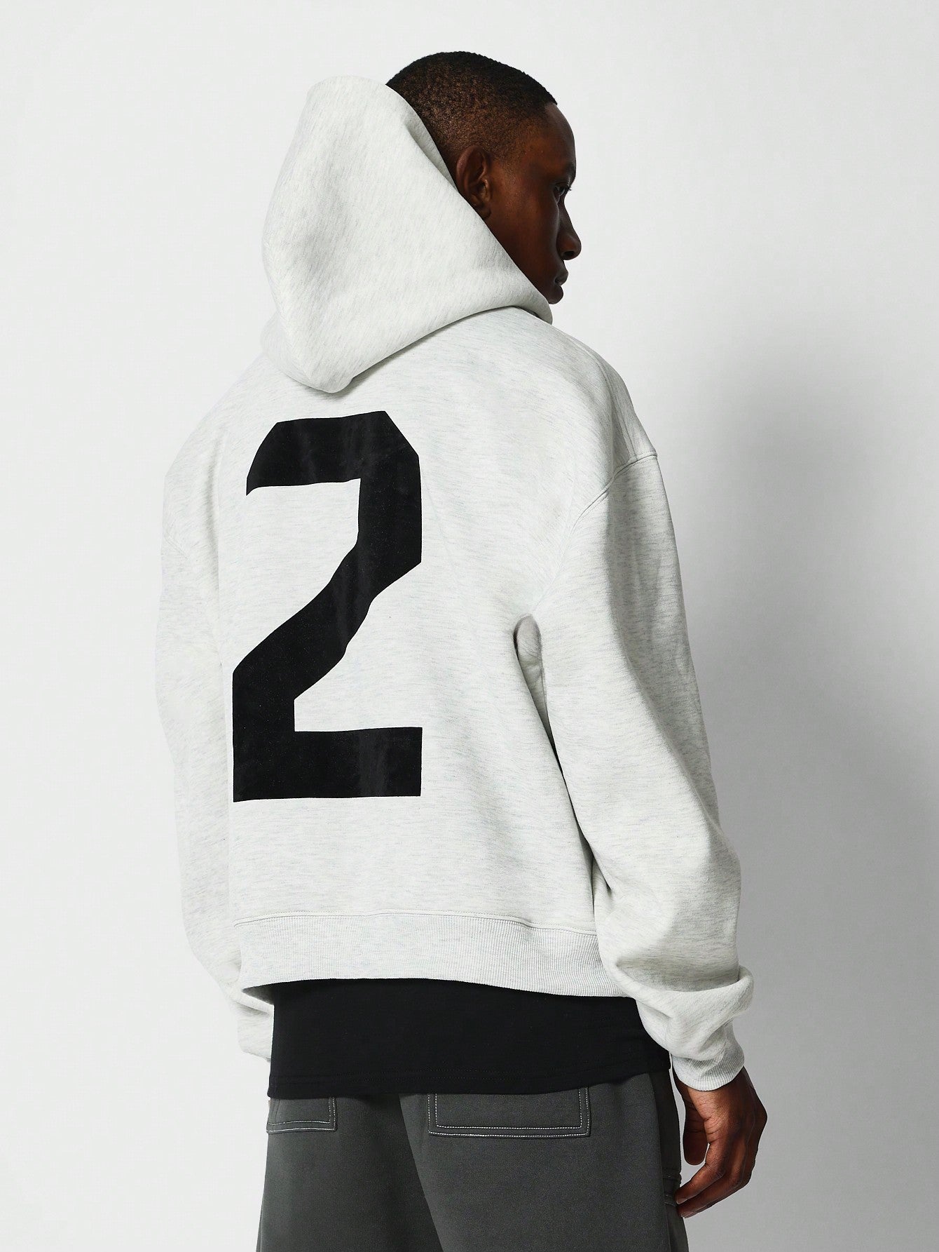 Regular Fit Overhead Hoodie With Back Number Graphic Print