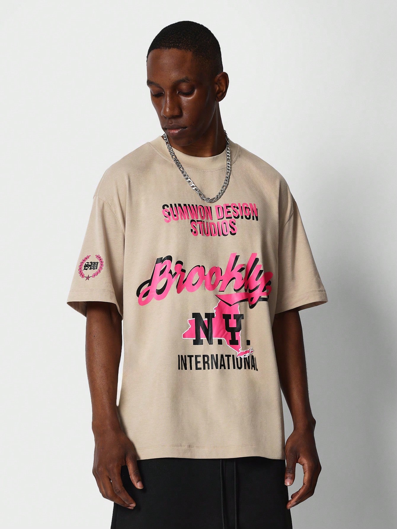 Tee With Contrast Brooklyn Graphic Print College Ready
