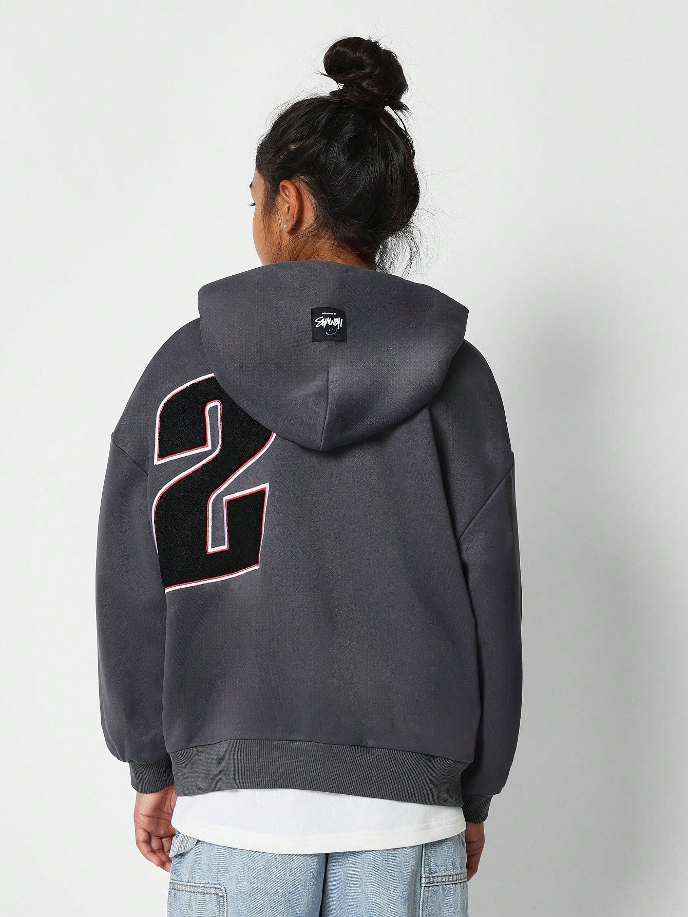 Tween Girl Overhead Hoodie With Number Applique