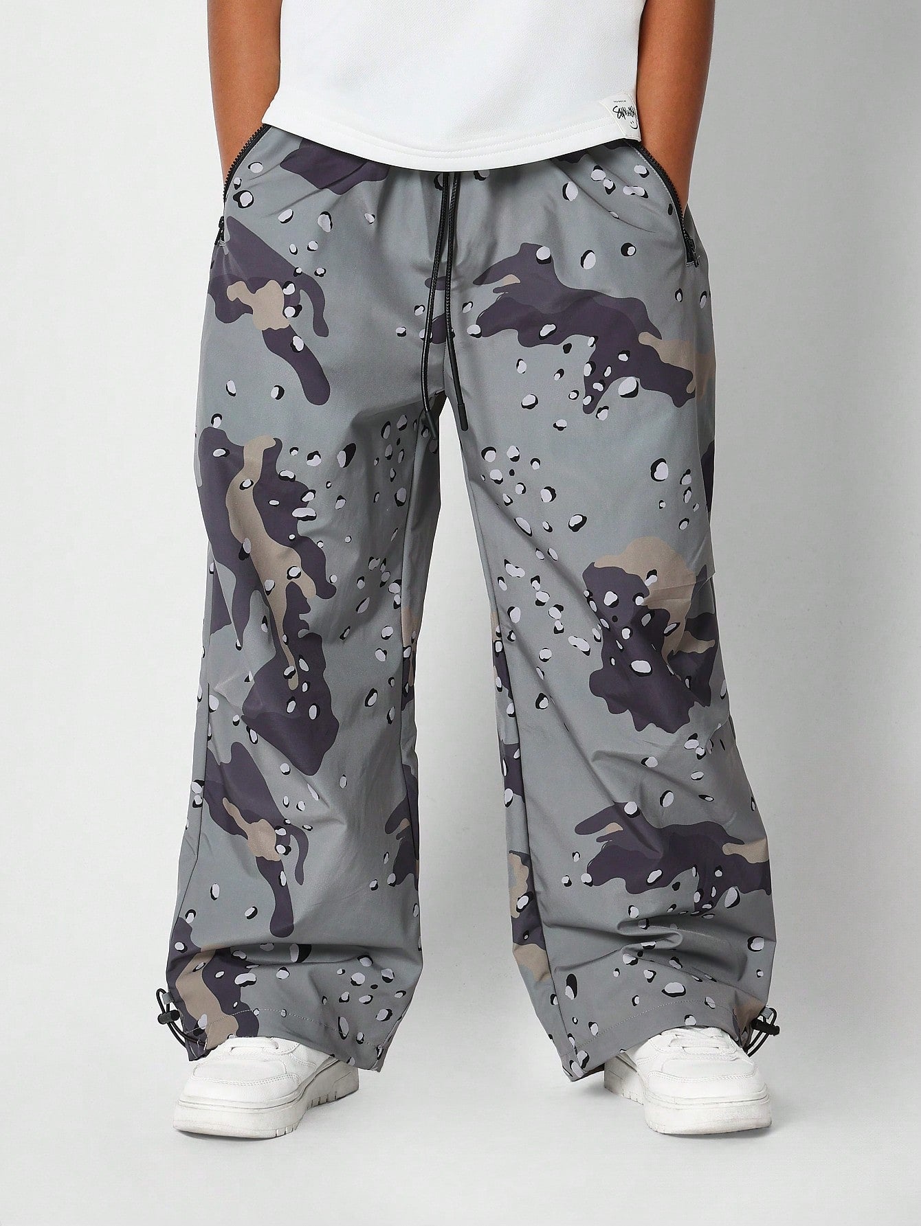 Tween Girls Parachute Pant With All Over Camo Print