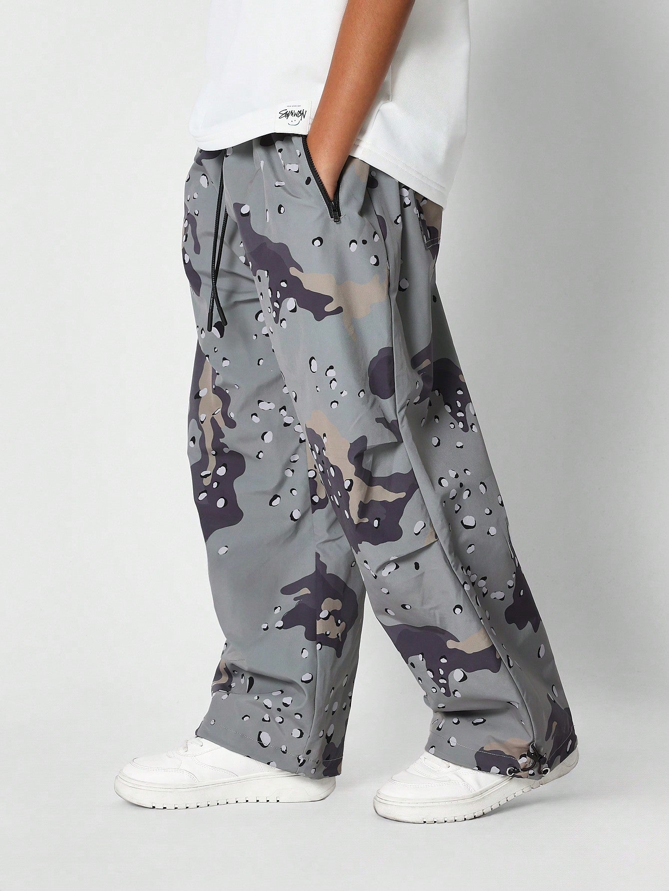 Tween Girls Parachute Pant With All Over Camo Print