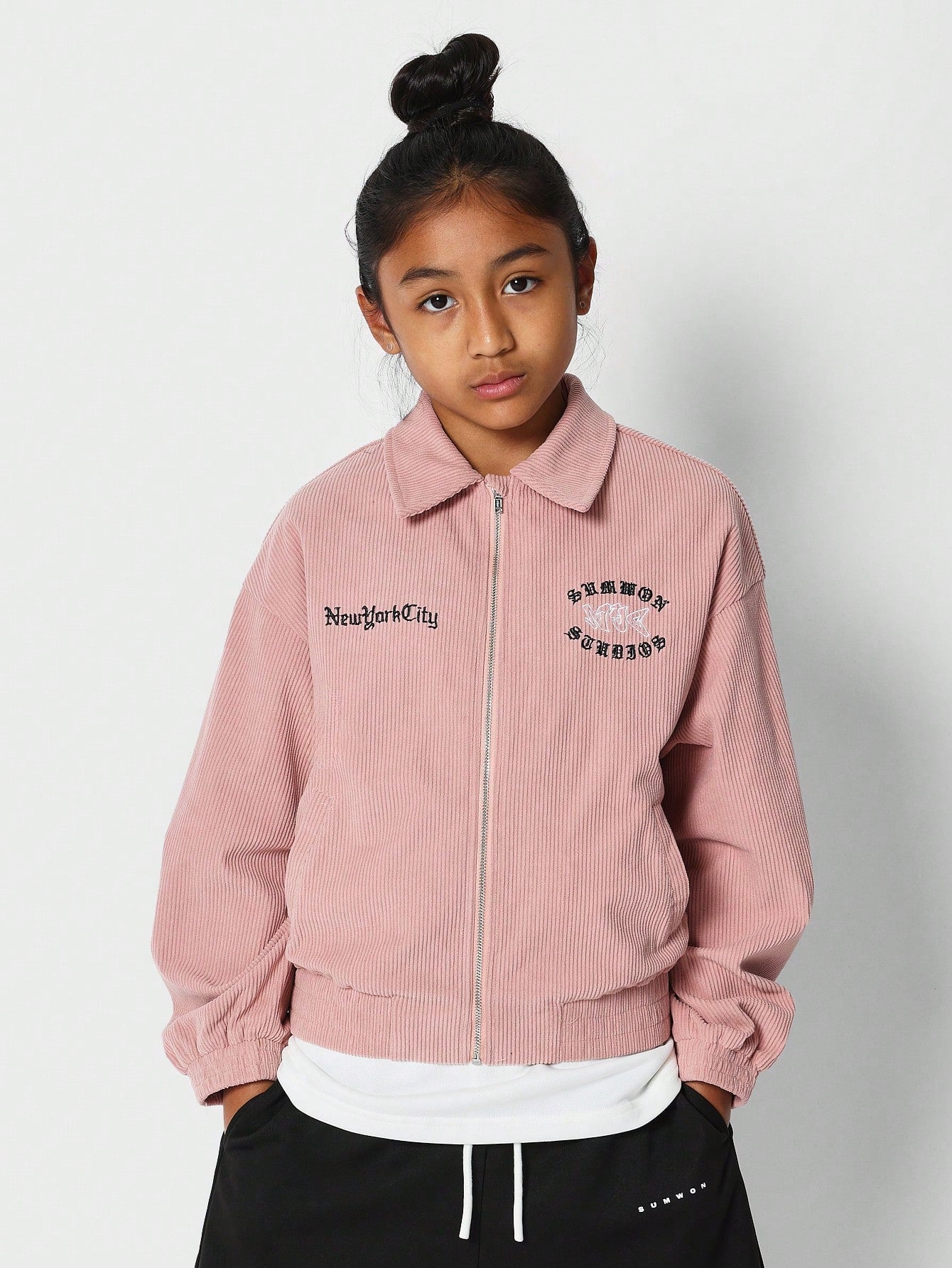 Tween Girls Zip Through Corduroy Jacket