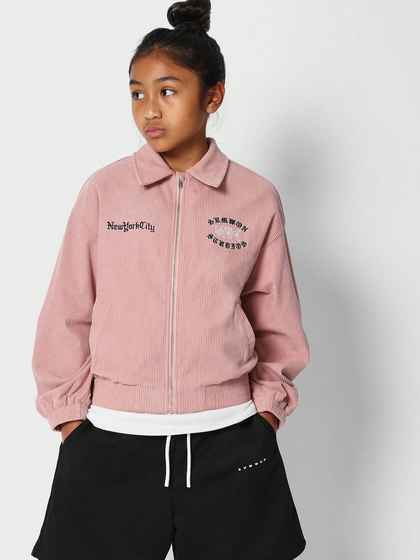 Tween Girls Zip Through Corduroy Jacket