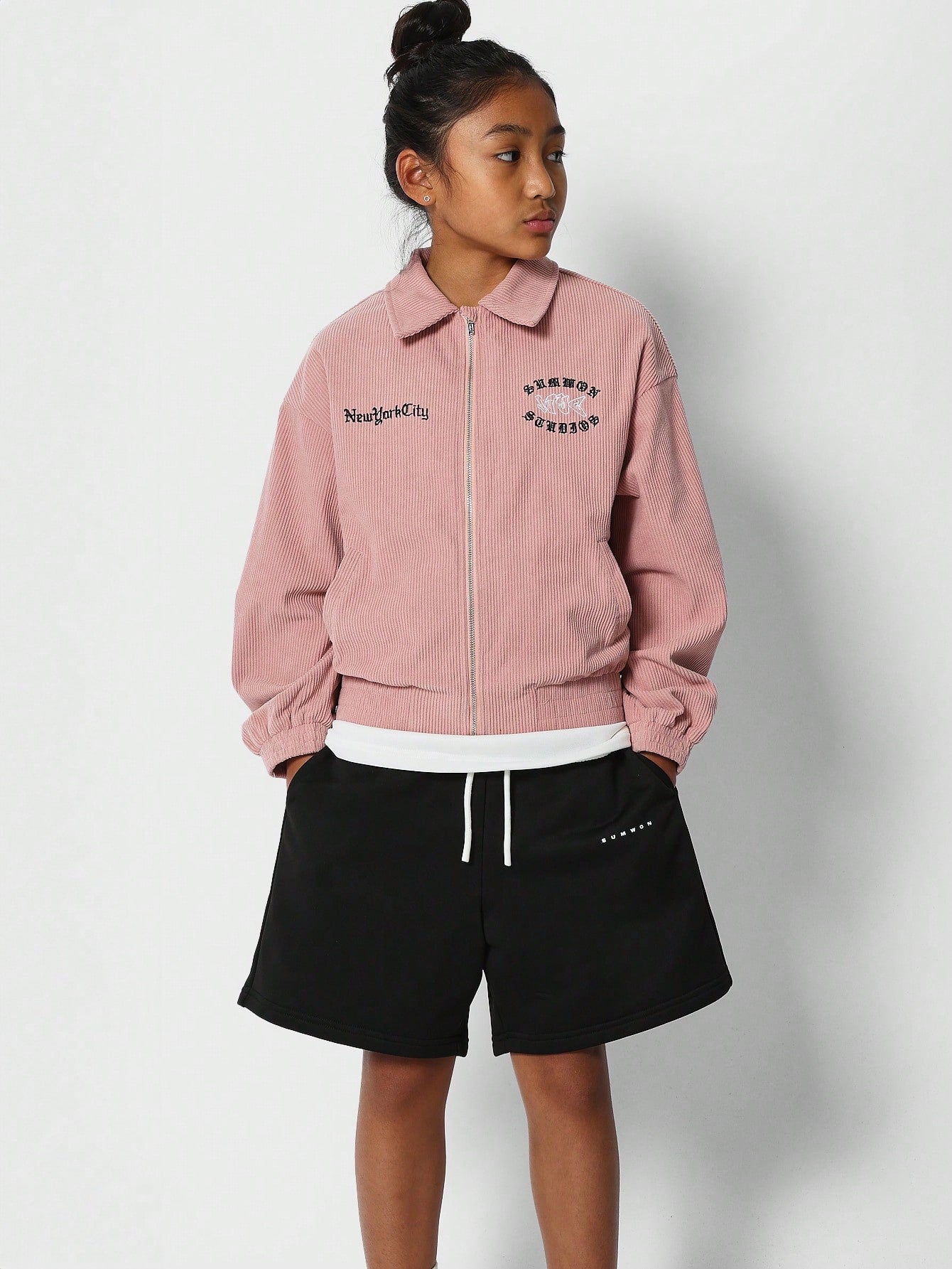 Tween Girls Zip Through Corduroy Jacket