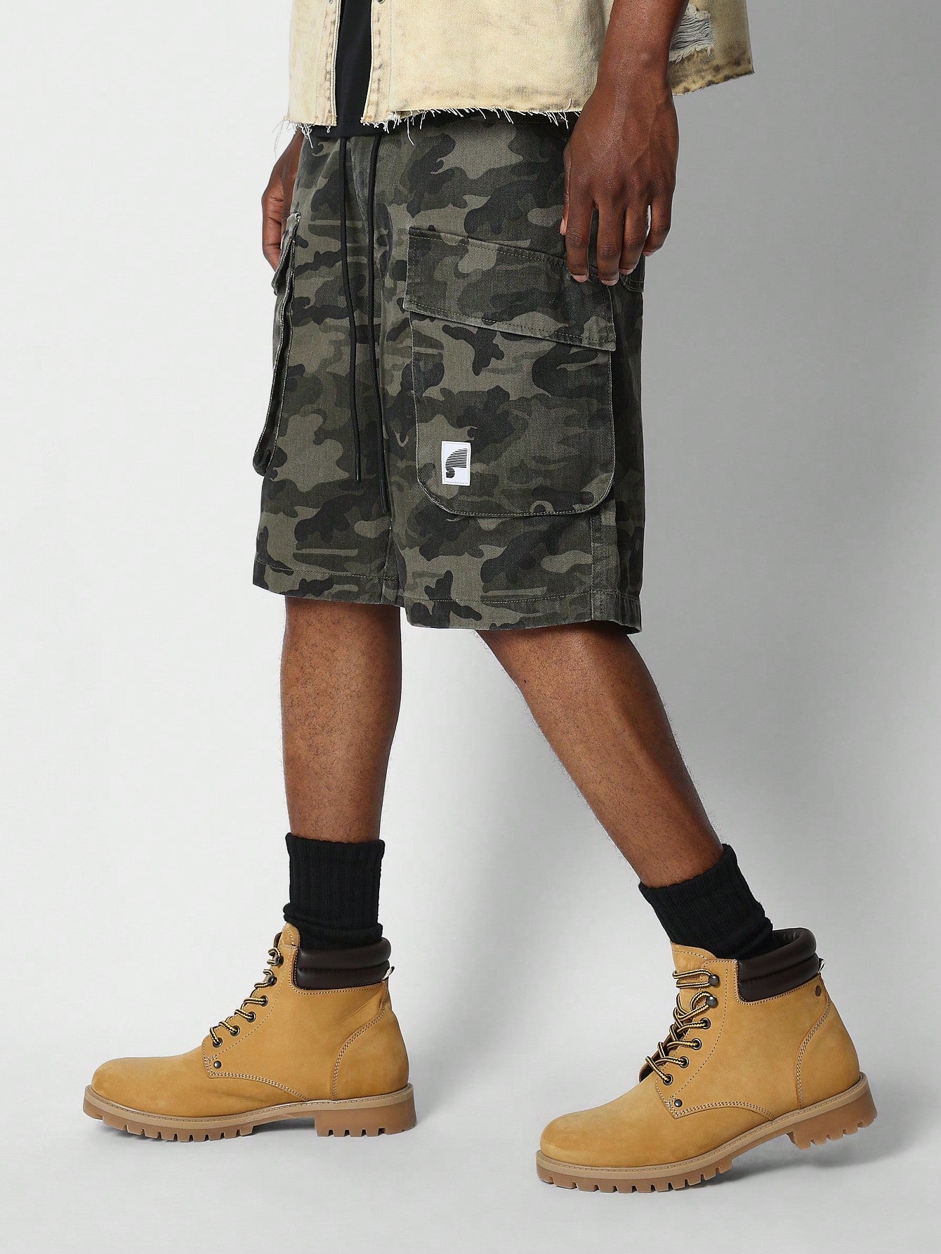 Camouflage Denim Cargo Jorts