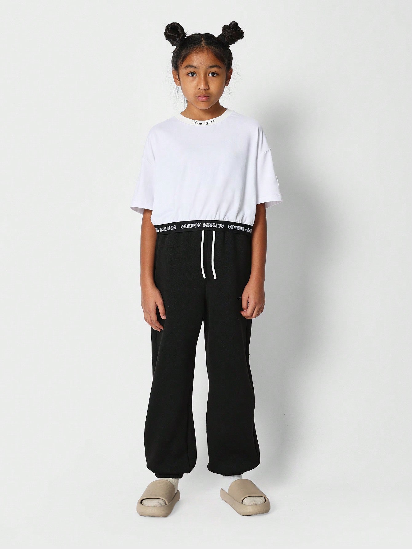 Tween Girls Crop Fit Tee WIth Contrast Hem