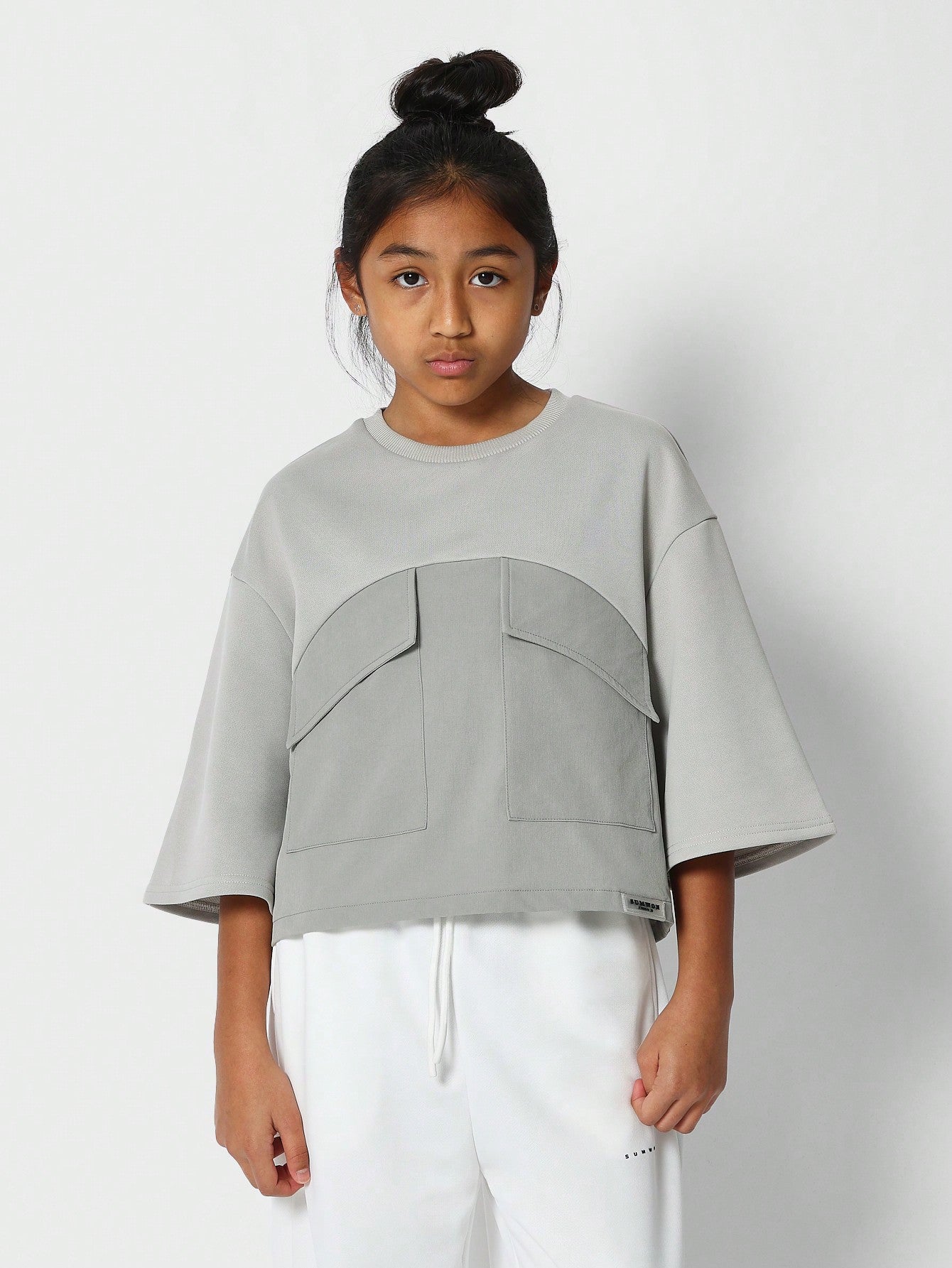 Tween Girls Oversized Tee With Pocket Detail