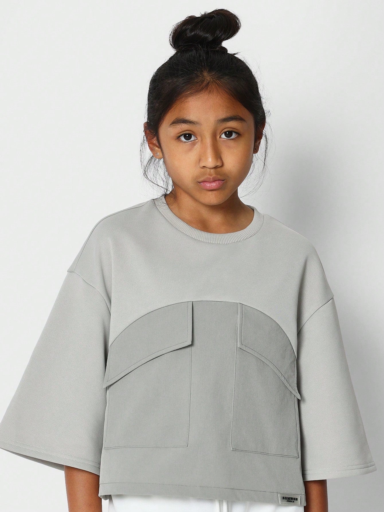 Tween Girls Oversized Tee With Pocket Detail