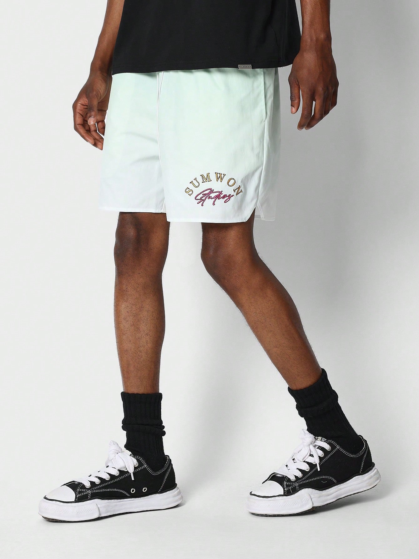 Nylon Ombre Short With Front Graphic