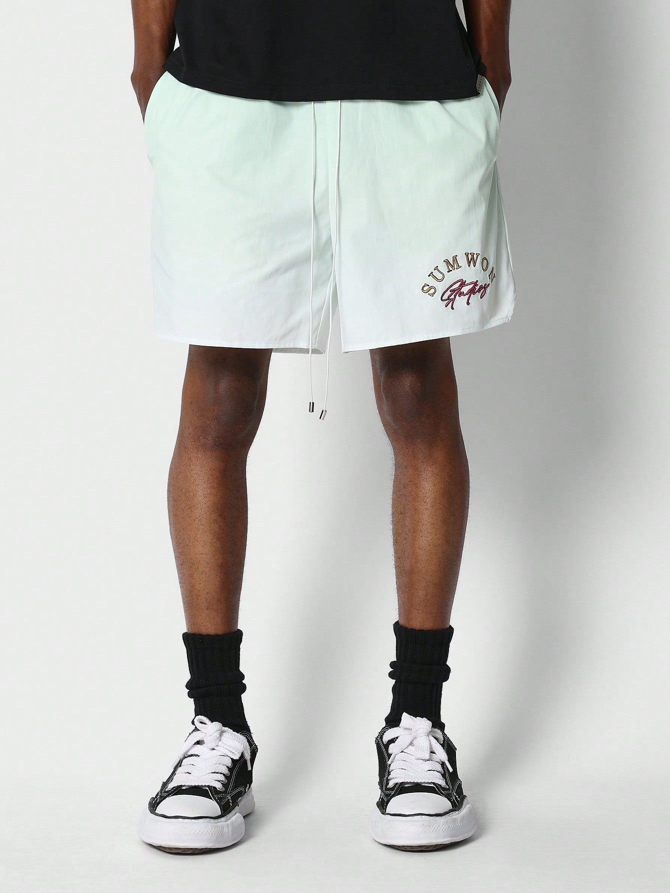 Nylon Ombre Short With Front Graphic