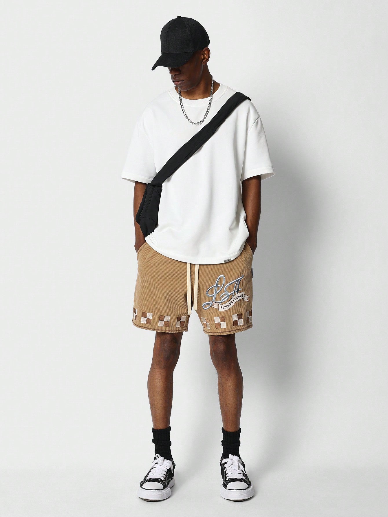 Pull On Corduroy Short With Graphic