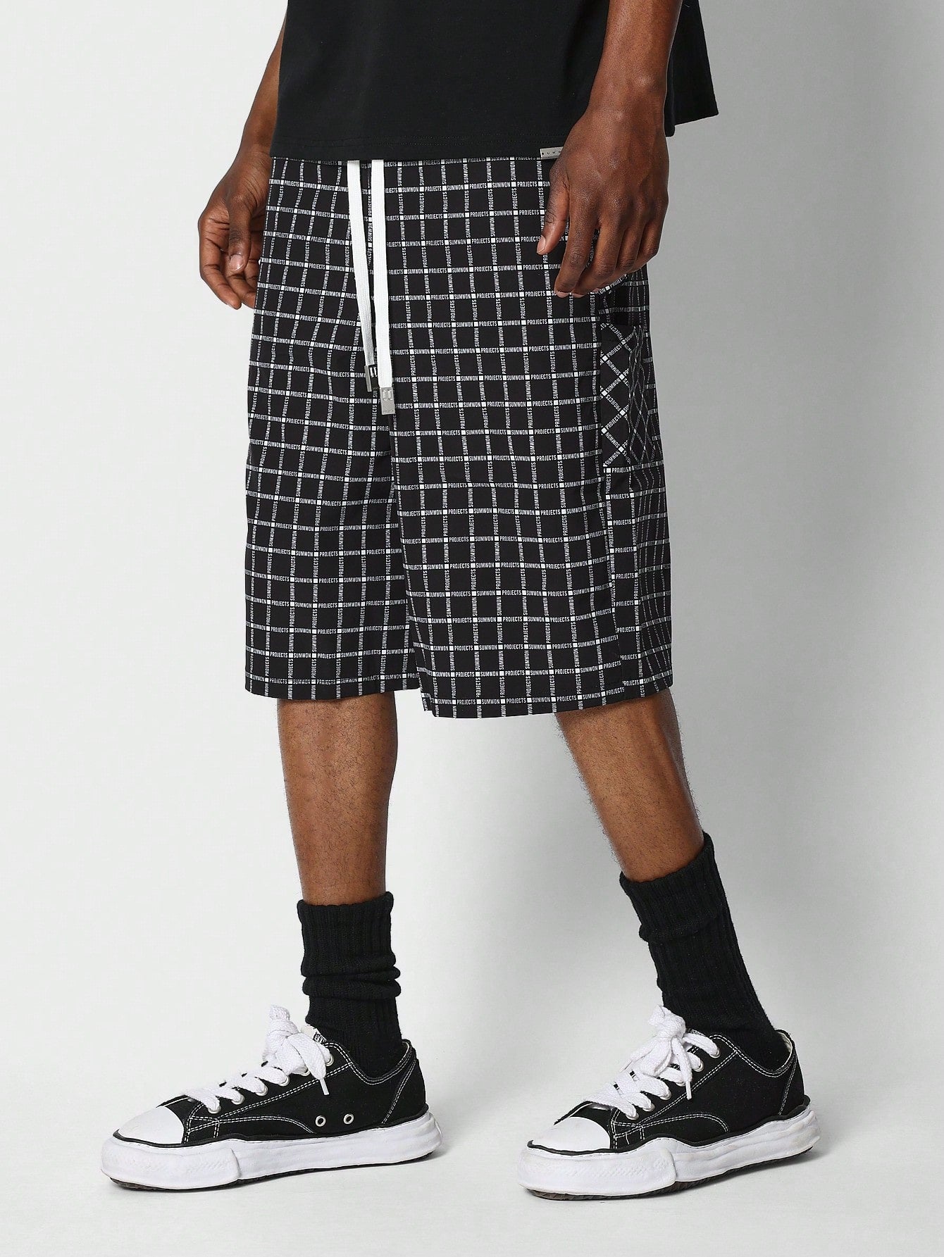 Loose Fit Baggy Checked Cargo Short