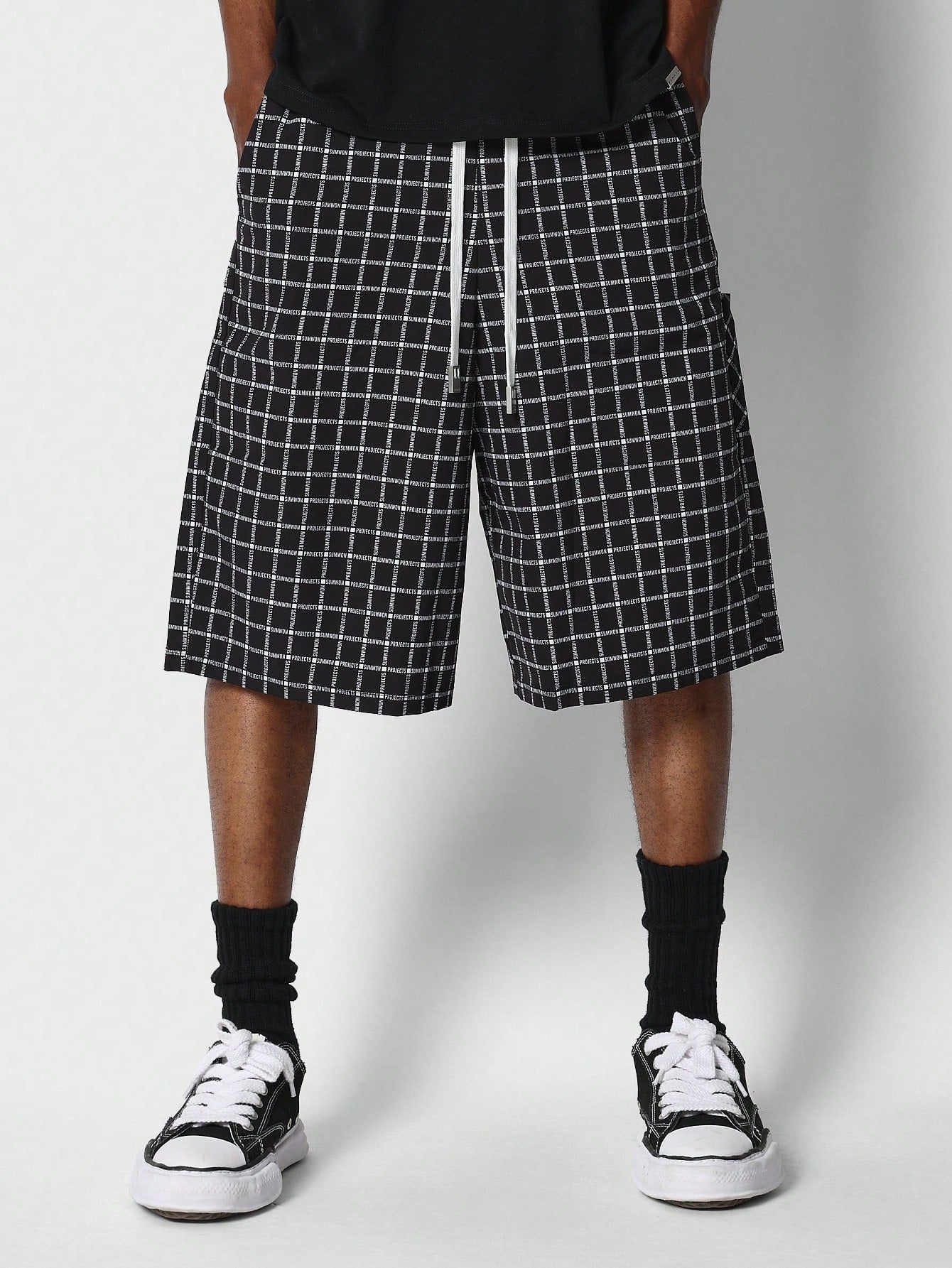 Loose Fit Baggy Checked Cargo Short