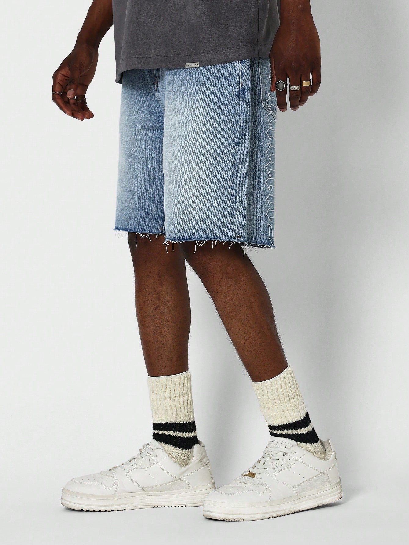 Denim Short With Embroidery