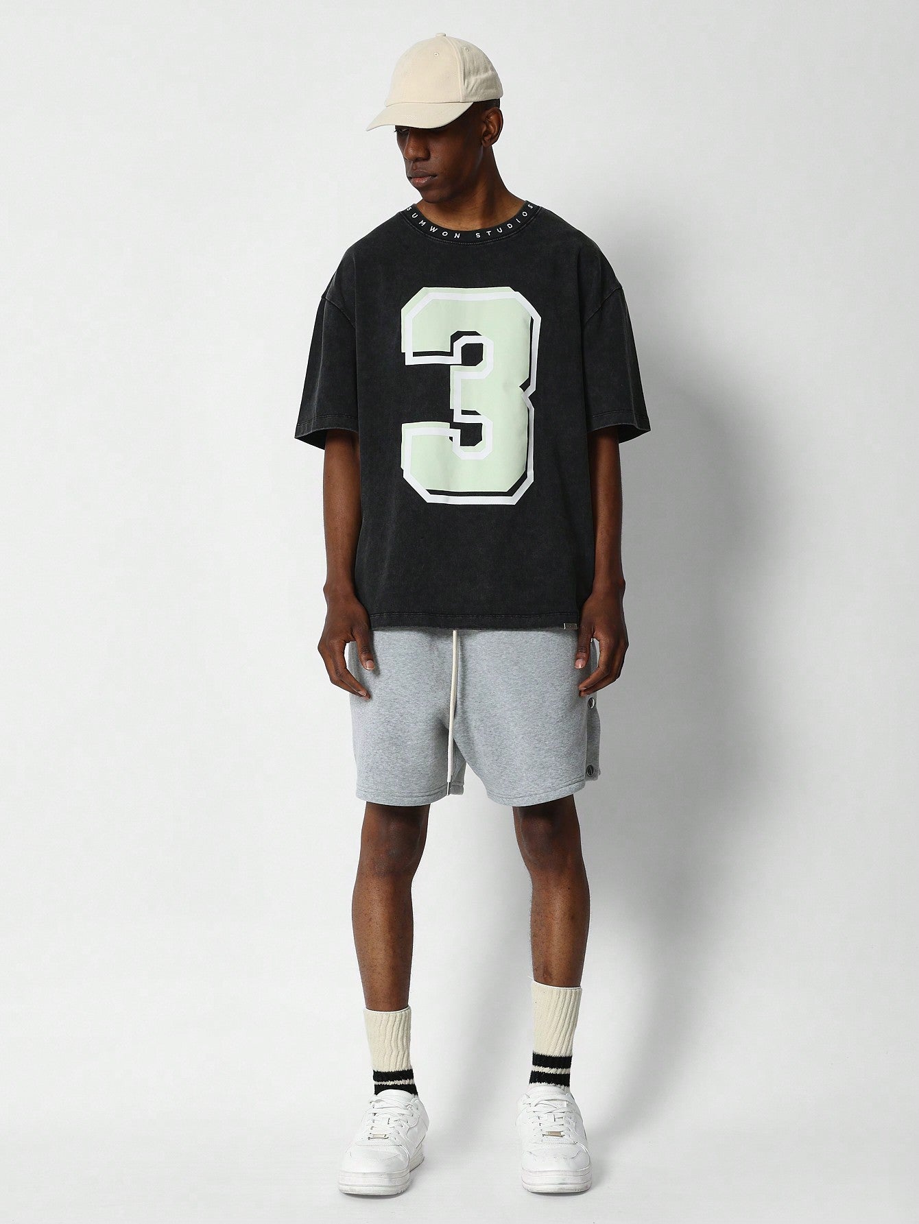 Oversized Fit Tee With Number Graphic Print