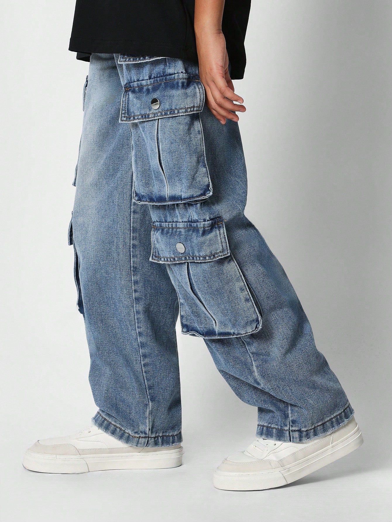 Kids Unisex Baggy Fit Cargo Jeans Back To School