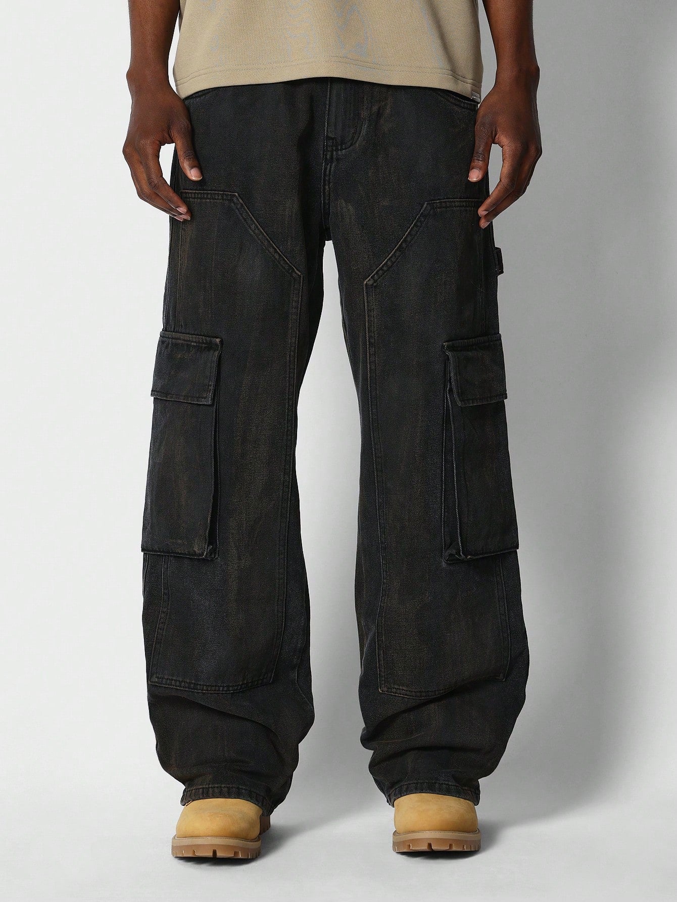 Loose Fit Baggy Washed Carpenter Cargo Jean