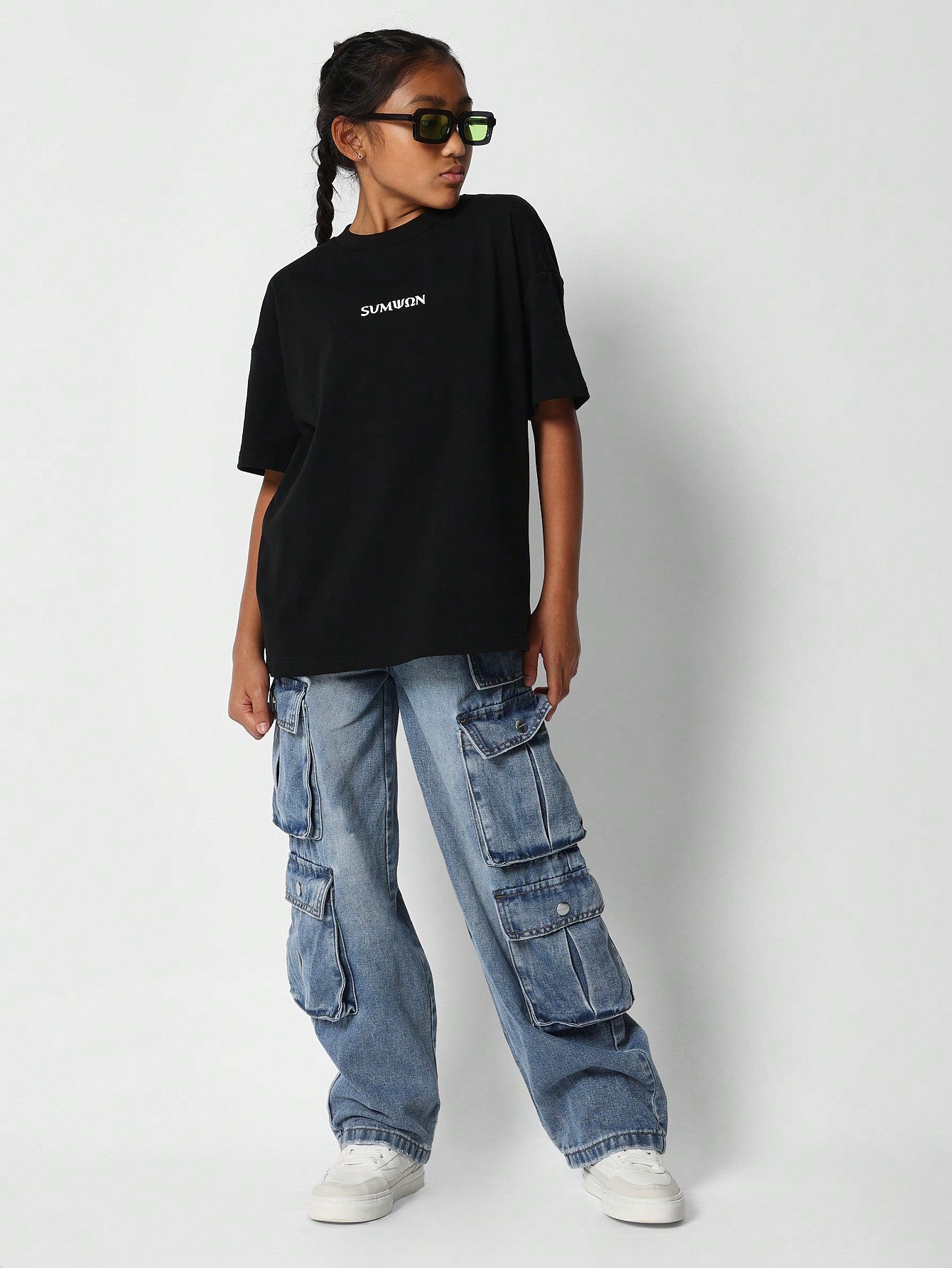 Tween Girl Baggy Fit Cargo Jeans