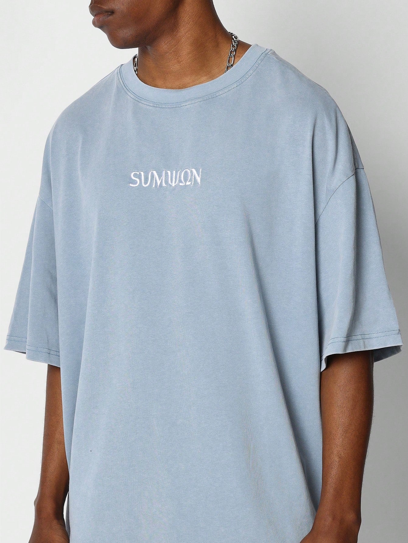 Oversized Fit Washed Tee With Back Embroidery