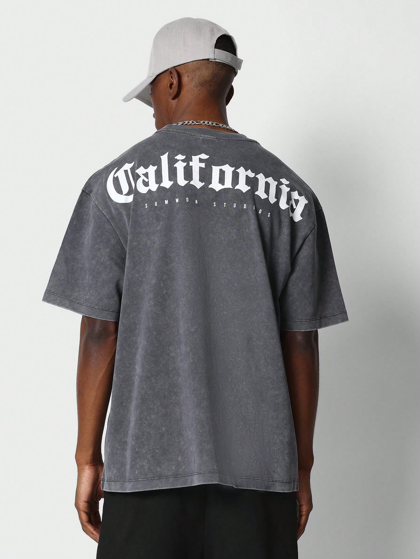 Regular Fit Short Sleeve Washed Tee With California Graphic Print