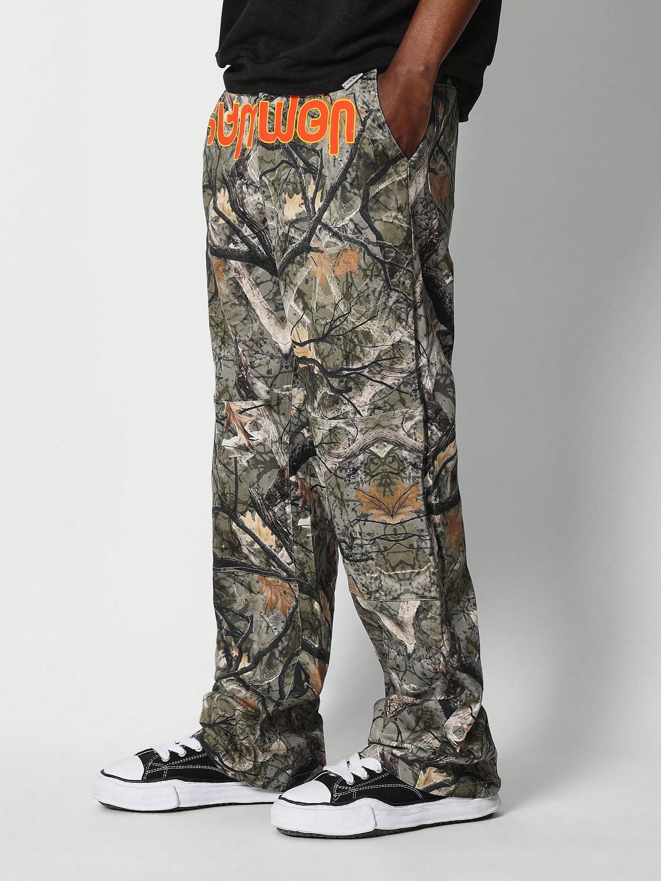Loose Fit All Over Camo Pant With Front Print