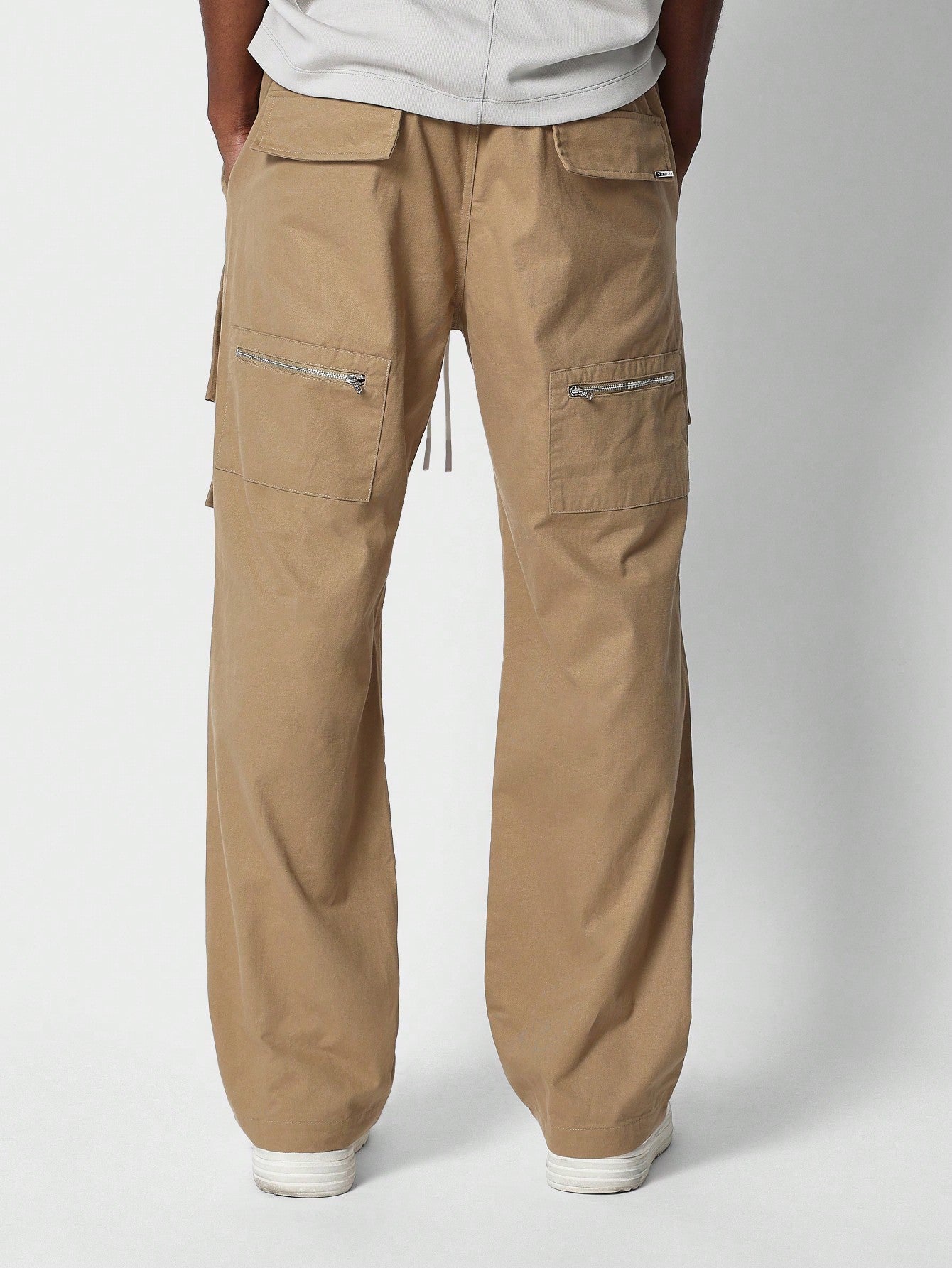 Straight Fit Cargo Trouser With Zip Detail