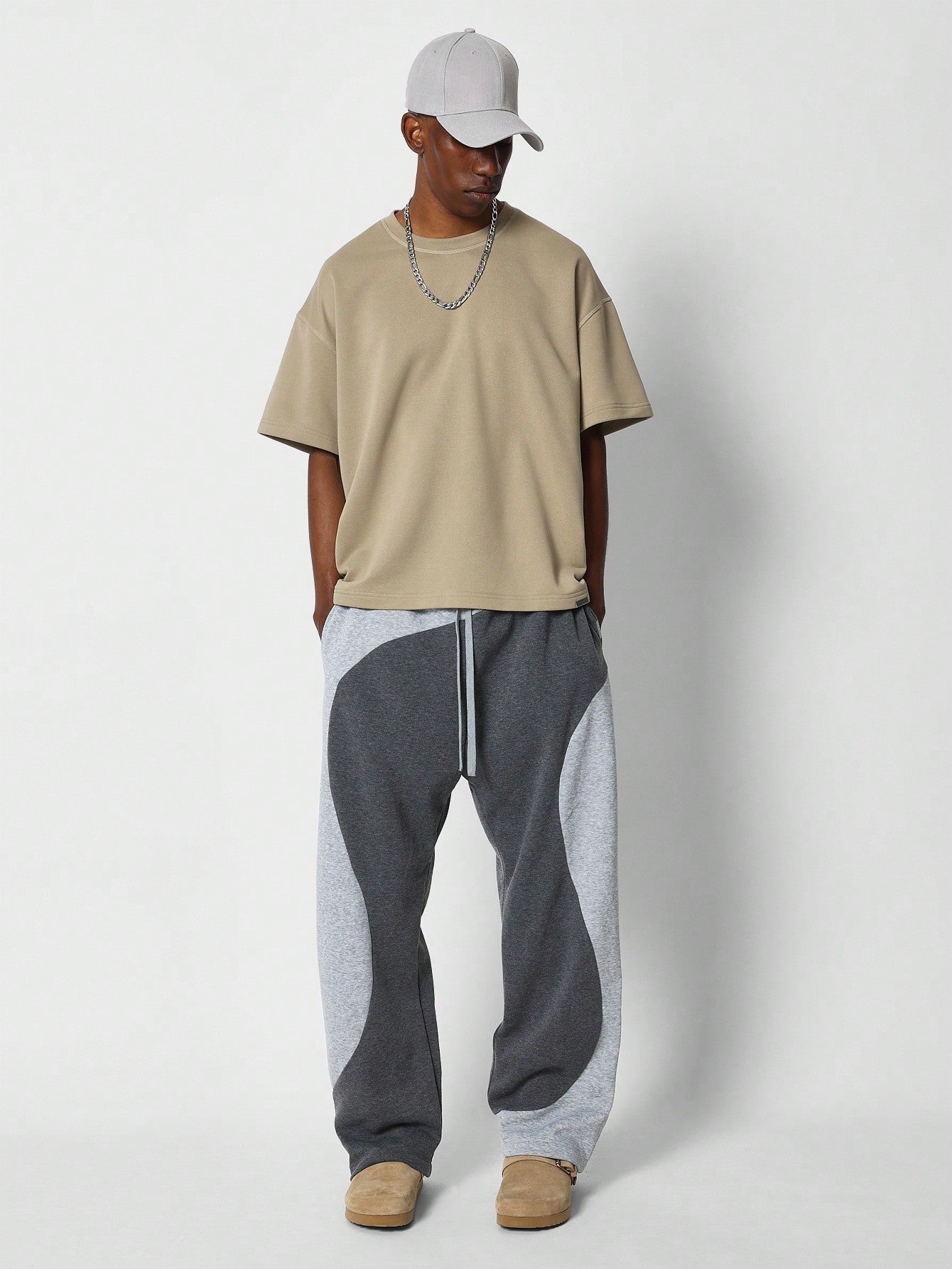 Straight Fit Colour Block Curved Panel Jogger