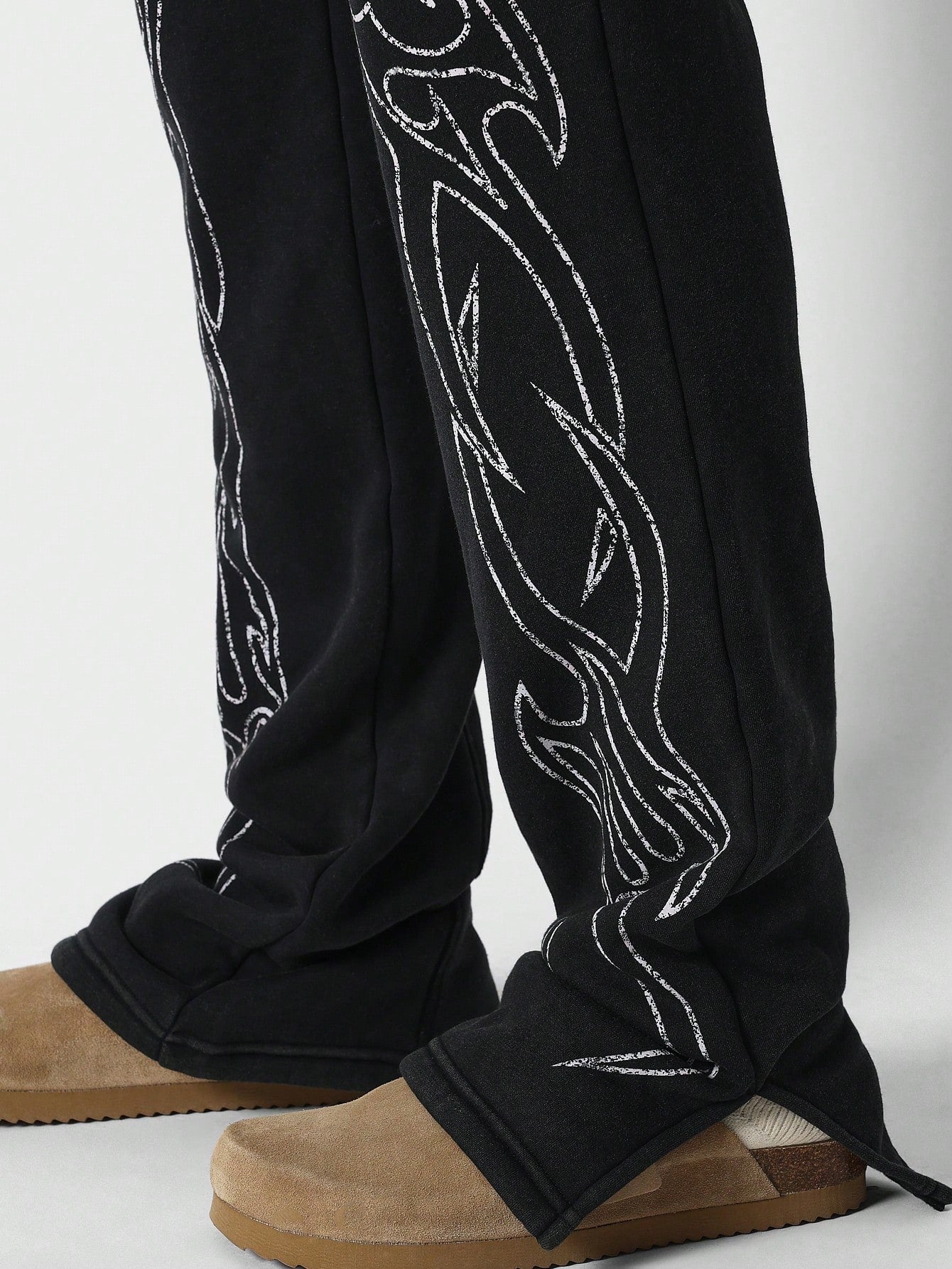 Flare Fit Jogger With Front Print And Split Hem