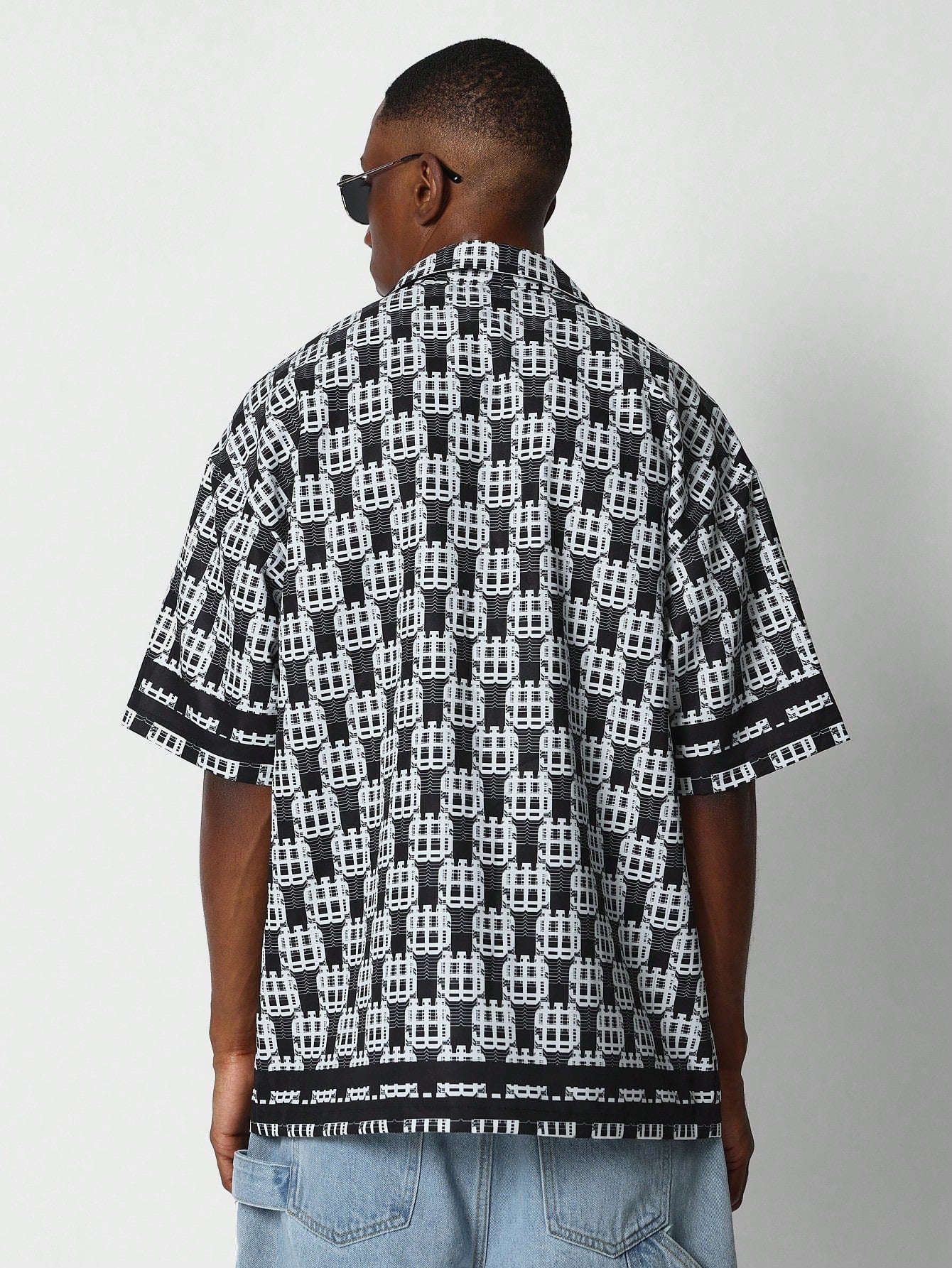 Relaxed Fit Revere Collar Dollar Graphic Print Shirt