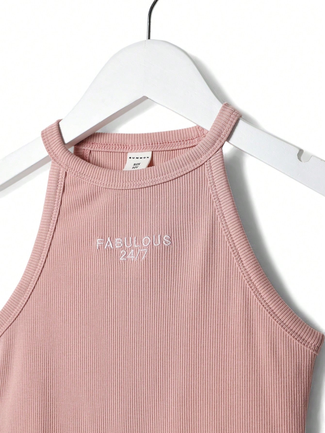 Kids Ribbed Tank Top With Embroidery