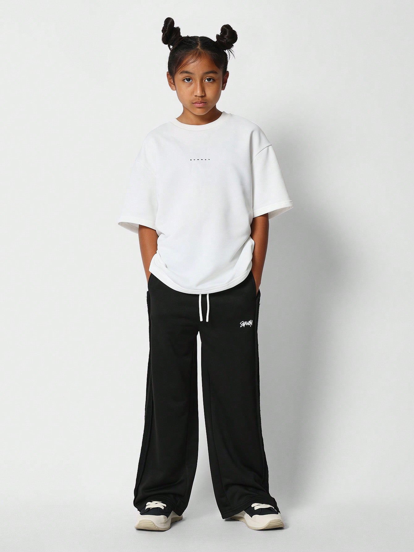 Tween Girls Wide Leg Jogger With Seam Detail