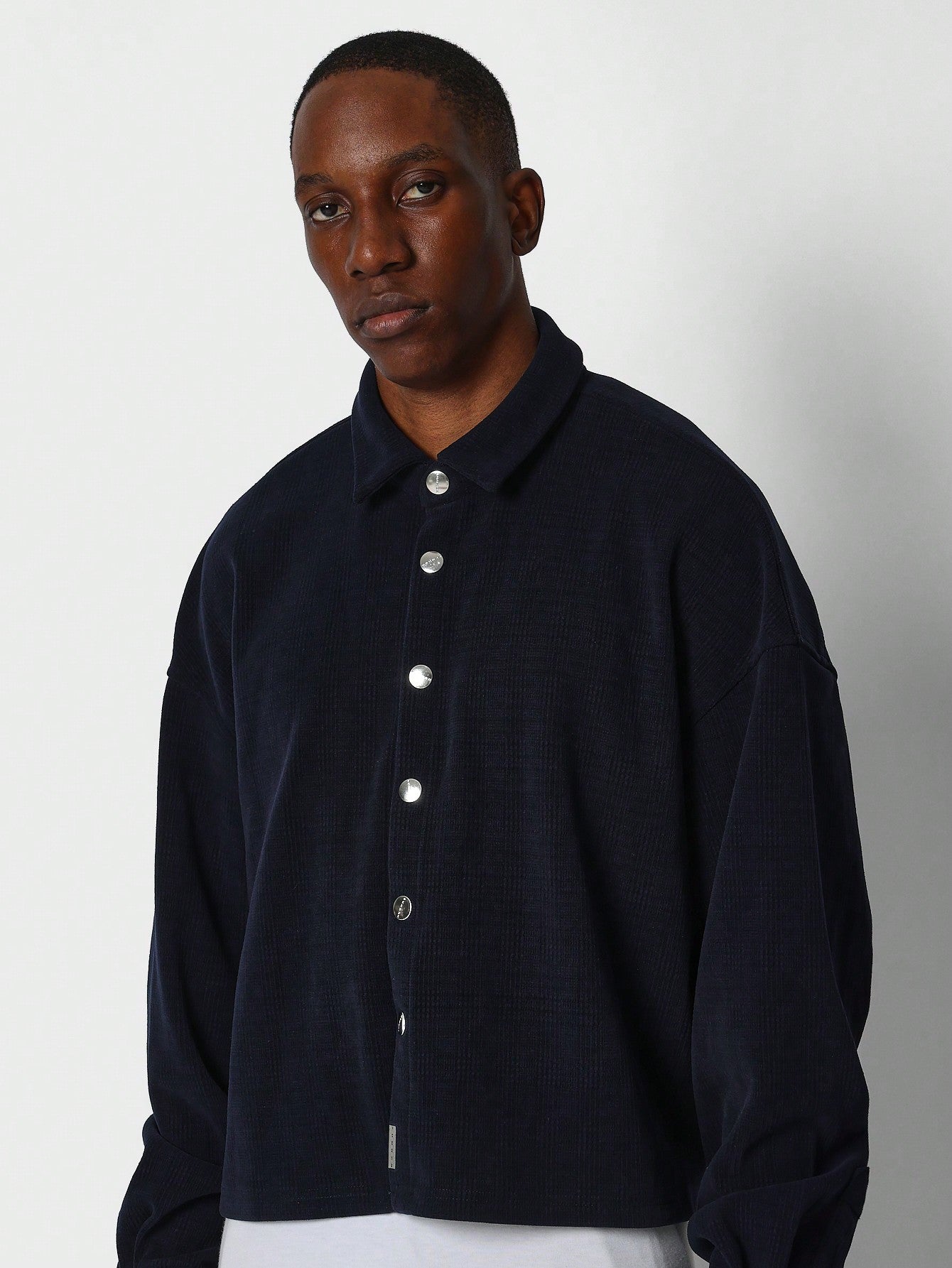 Crop Fit Corduroy Button Through Shirt