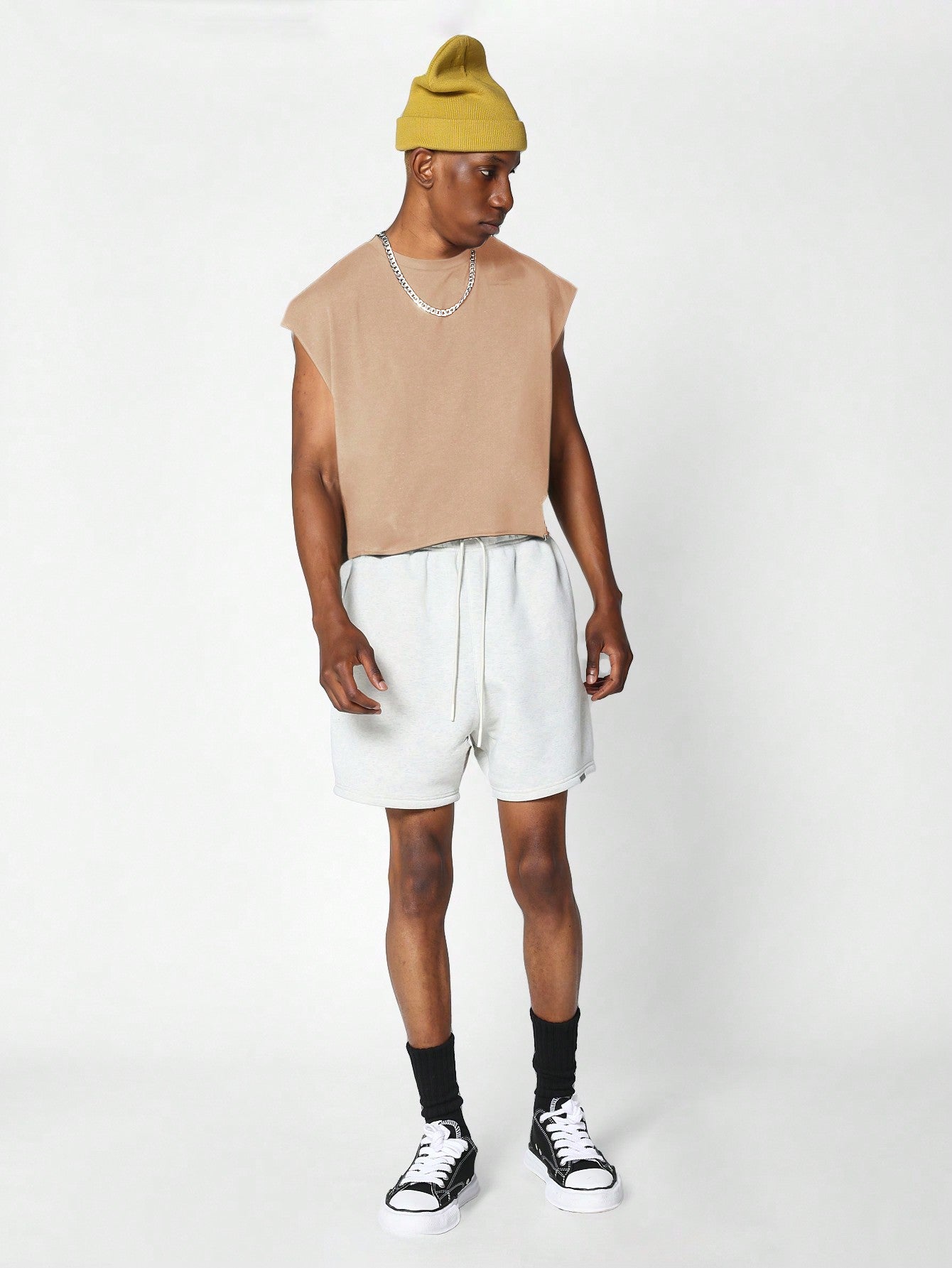 Boxy Raw Edge Crop Essential Tank