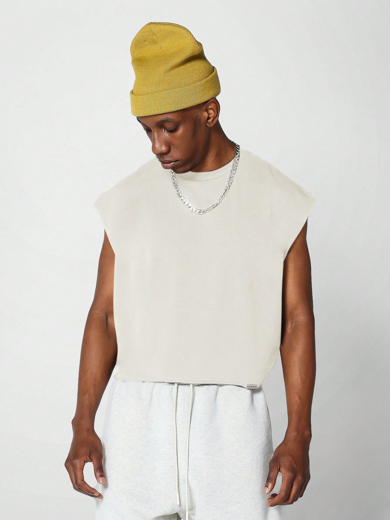 Boxy Raw Edge Crop Essential Tank