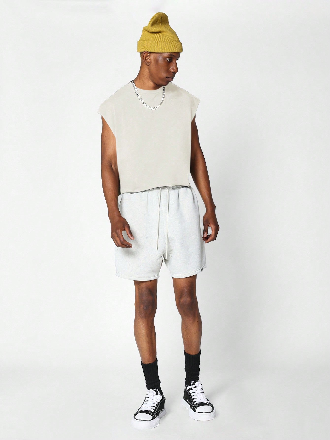 Boxy Raw Edge Crop Essential Tank