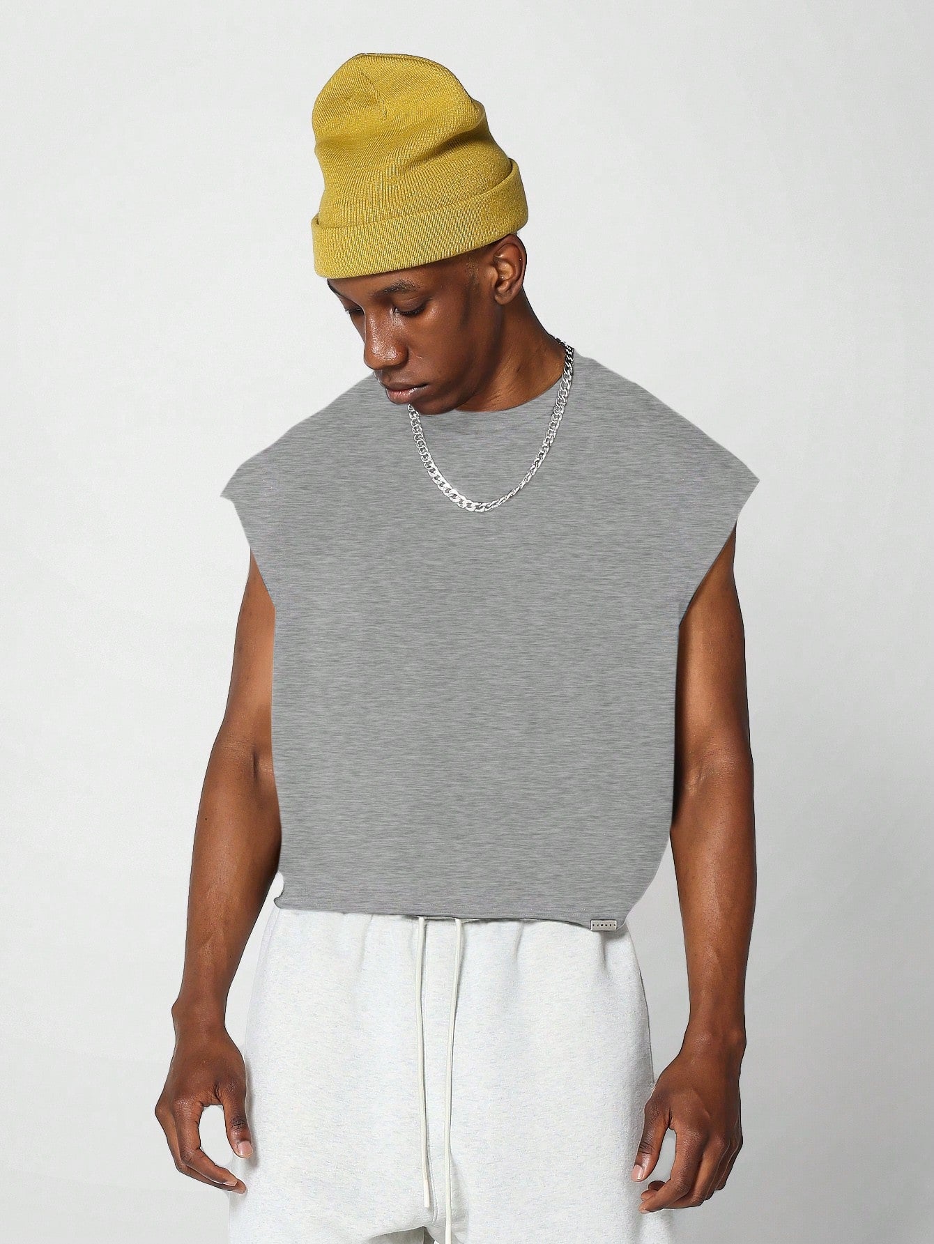 Boxy Raw Edge Crop Essential Tank