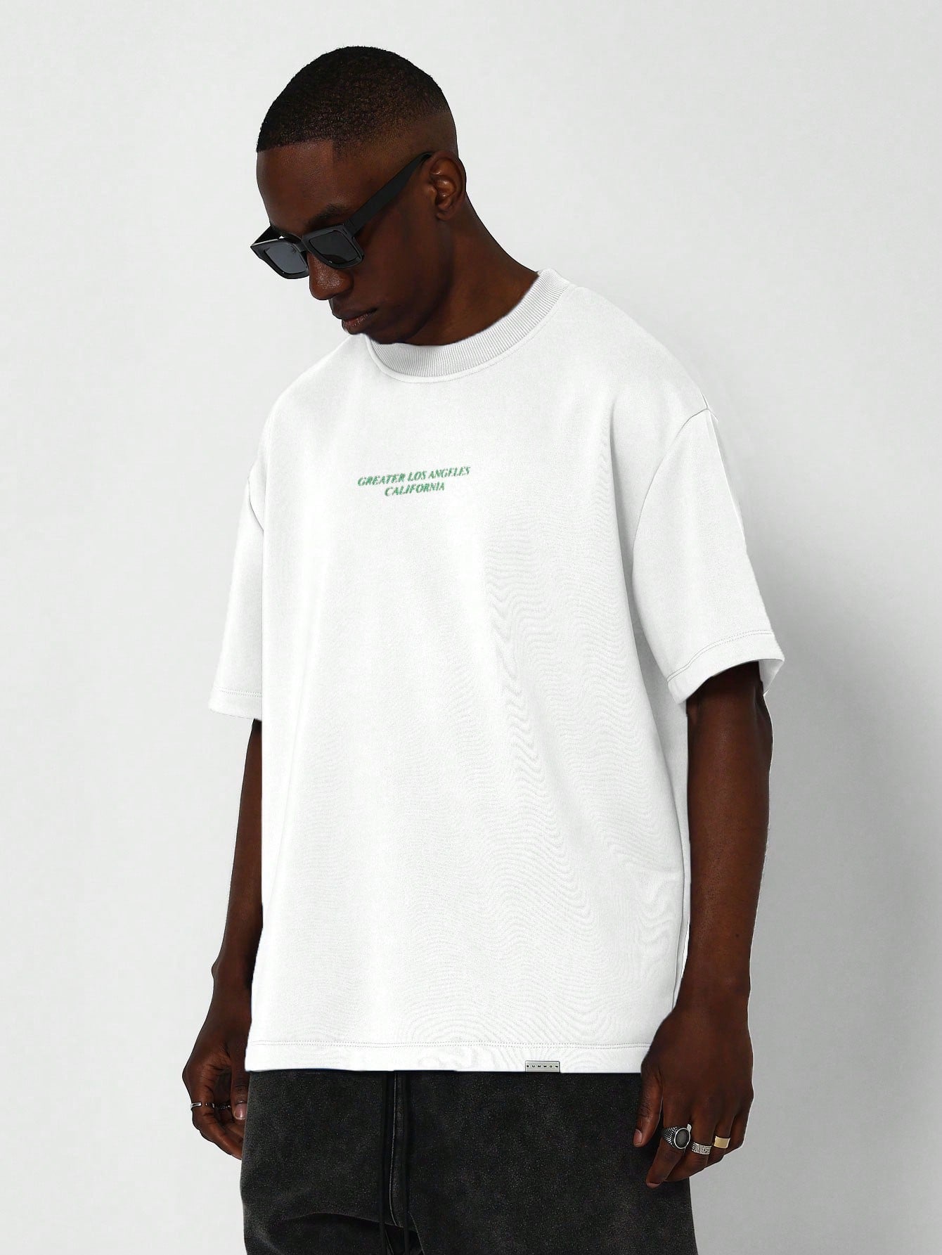 Dropped Shoulder Tee With Back Graphic Print