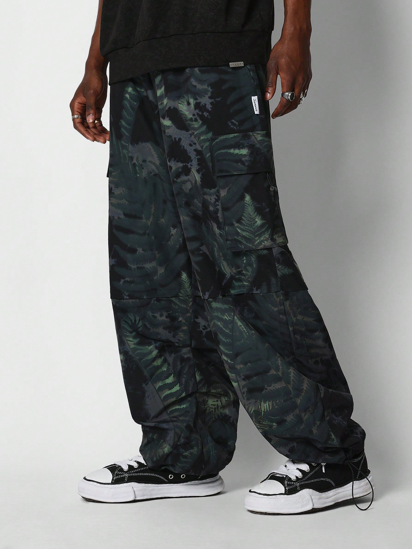 Loose Fit Baggy Parachute Pant With All Over Print