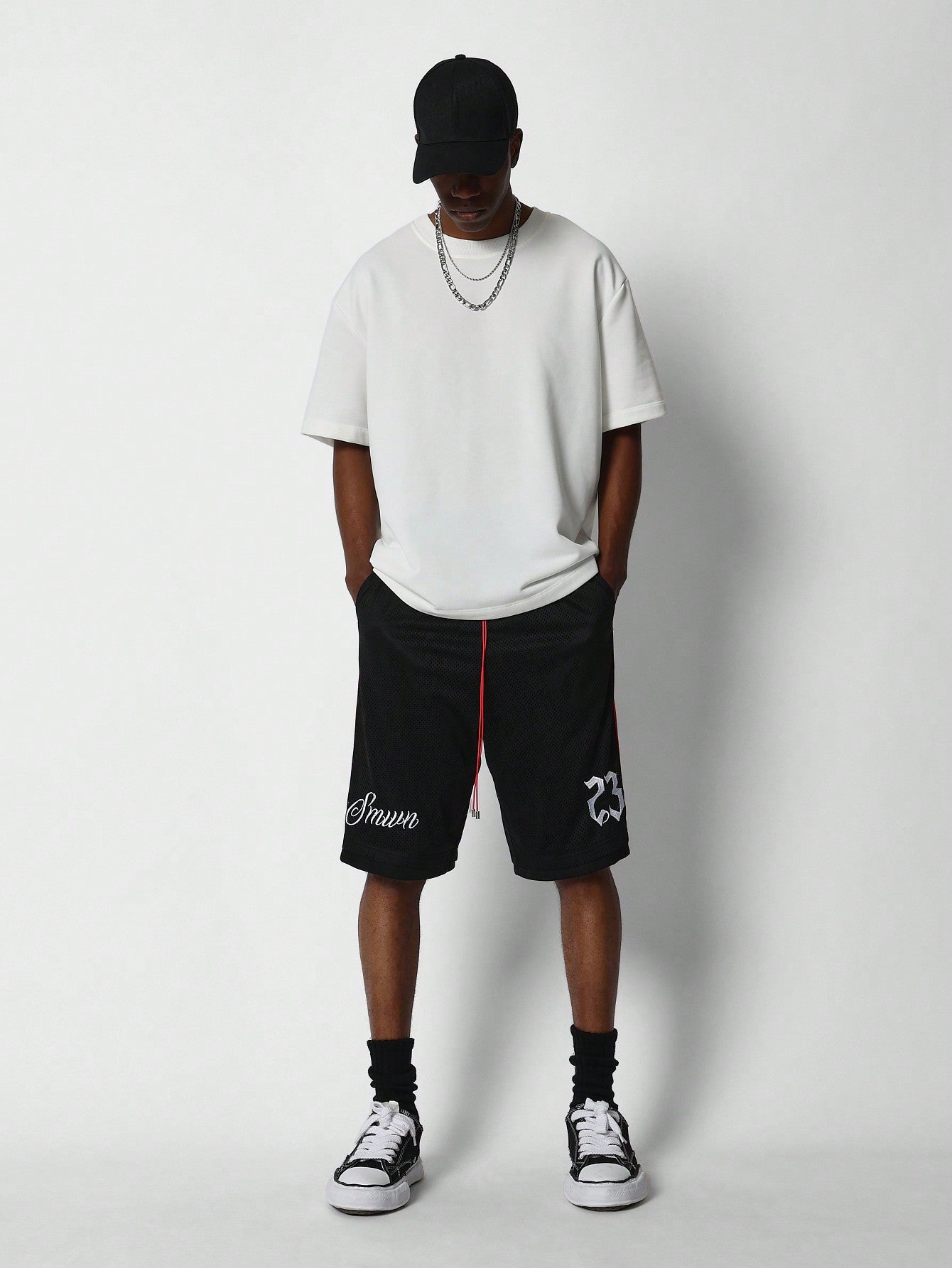 Mesh Knit Jorts With Contrast Side Panel